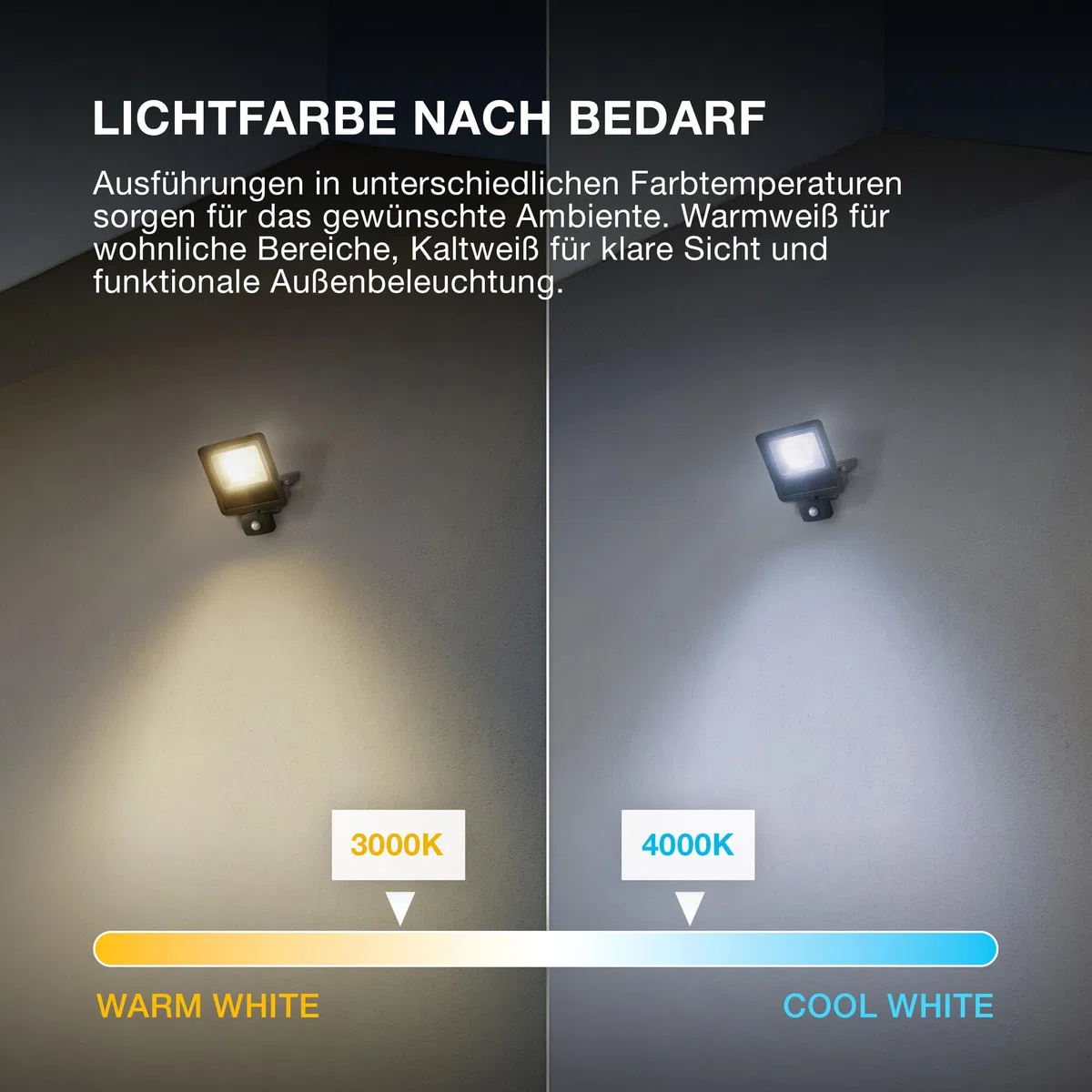 OSRAM Proiettore LED ENDURA FLOOD PC 20W con sensore, 4000K, 1800 lumen, IP44 con rilevatore di movimento IR, tempo/lux regolabile, grigio scuro