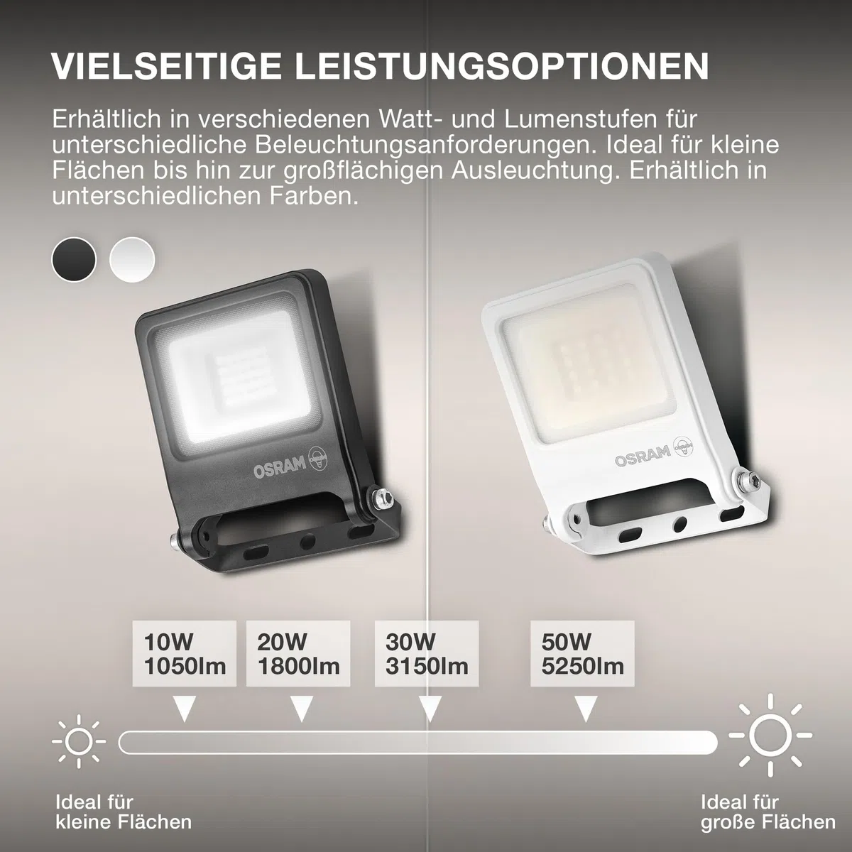 OSRAM Proiettore LED ENDURA FLOOD PC 50W, bianco freddo 4000K, 5000 lumen, proiettore IP65 per grandi aree, alluminio riciclato, efficienza 100 lm/W