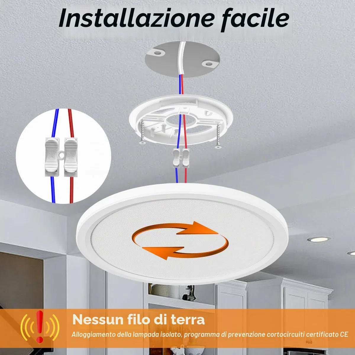 slochi Plafoniera LED Soffitto, 24W 3000K 4000K 6500K Lampada da Soffitto Bianca,2800LM IP44 Plafoniera Bagno Rotonda per Camera da Letto, Cucina, Soggiorno, Corridoio, Balcone, Ø30CM