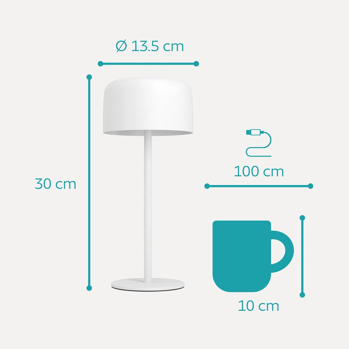 Eglo Lampada da tavolo a energia solare Roccanova, per esterni, touch, dimmerabile in 3 livelli, per balcone e giardino, acciaio bianco, colore luce: bianco caldo, IP44