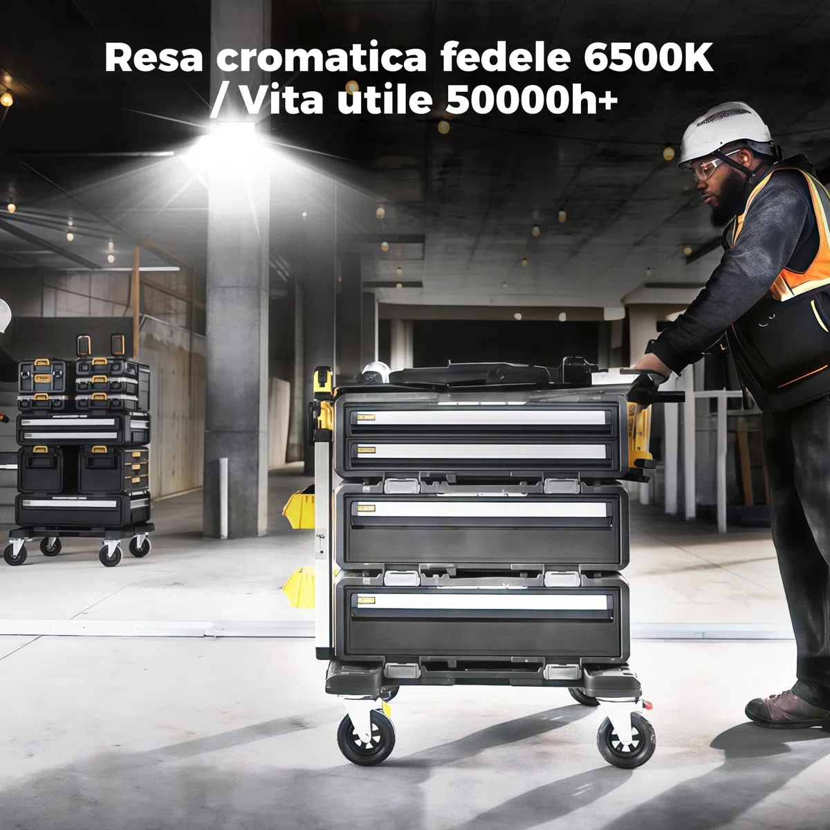 Faretto LED da esterno 150W Industriale 16500LM 6500K Luce Giorno IP66 Impermeabile, Dissipazione Termica Efficiente, Risparmio 85% Faretti LED Esterno per Corti/Magazzini/Garage (1pcs)