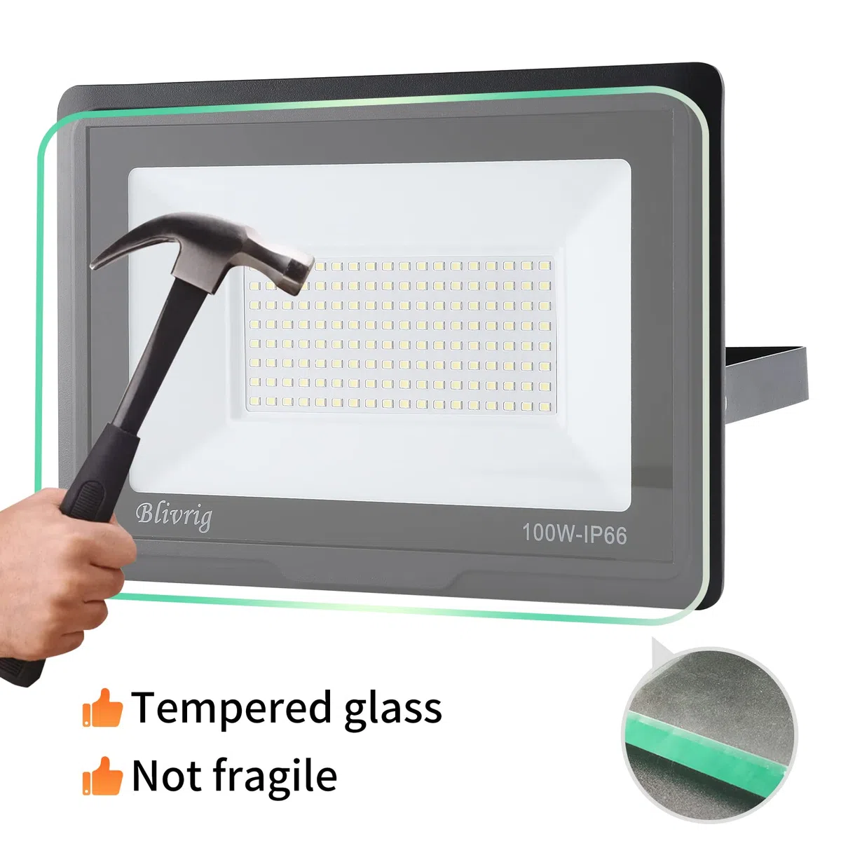 100W Faretto LED da Esterno, 10000LM 6500K Faro LED Bianco Fredda, Impermeabile IP66 Faretti LED, Luce Proiettore per Cortile Cantiere Giardino Terrazza