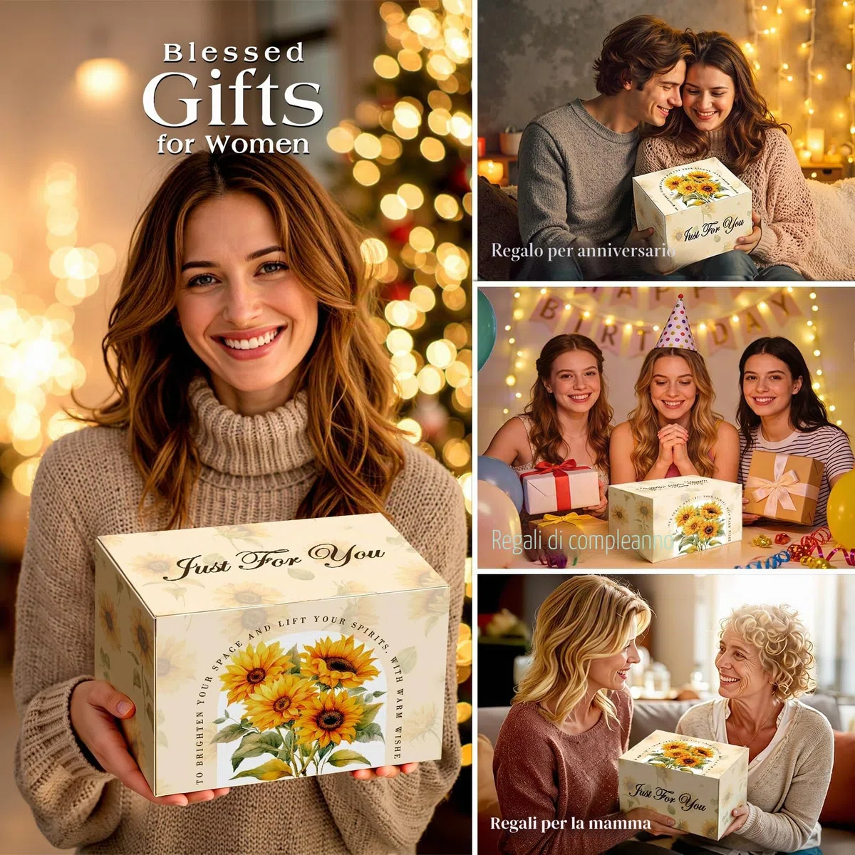 Idee Regalo Donna, Mamma, Amica, Fidanzata - Fiori Lampada Girasole Artificiale, Luce Notturna Ricaricabile, Regali per Compleanno, Festa Della Donna, Mamma, Soprammobili Moderni per Camera da Letto