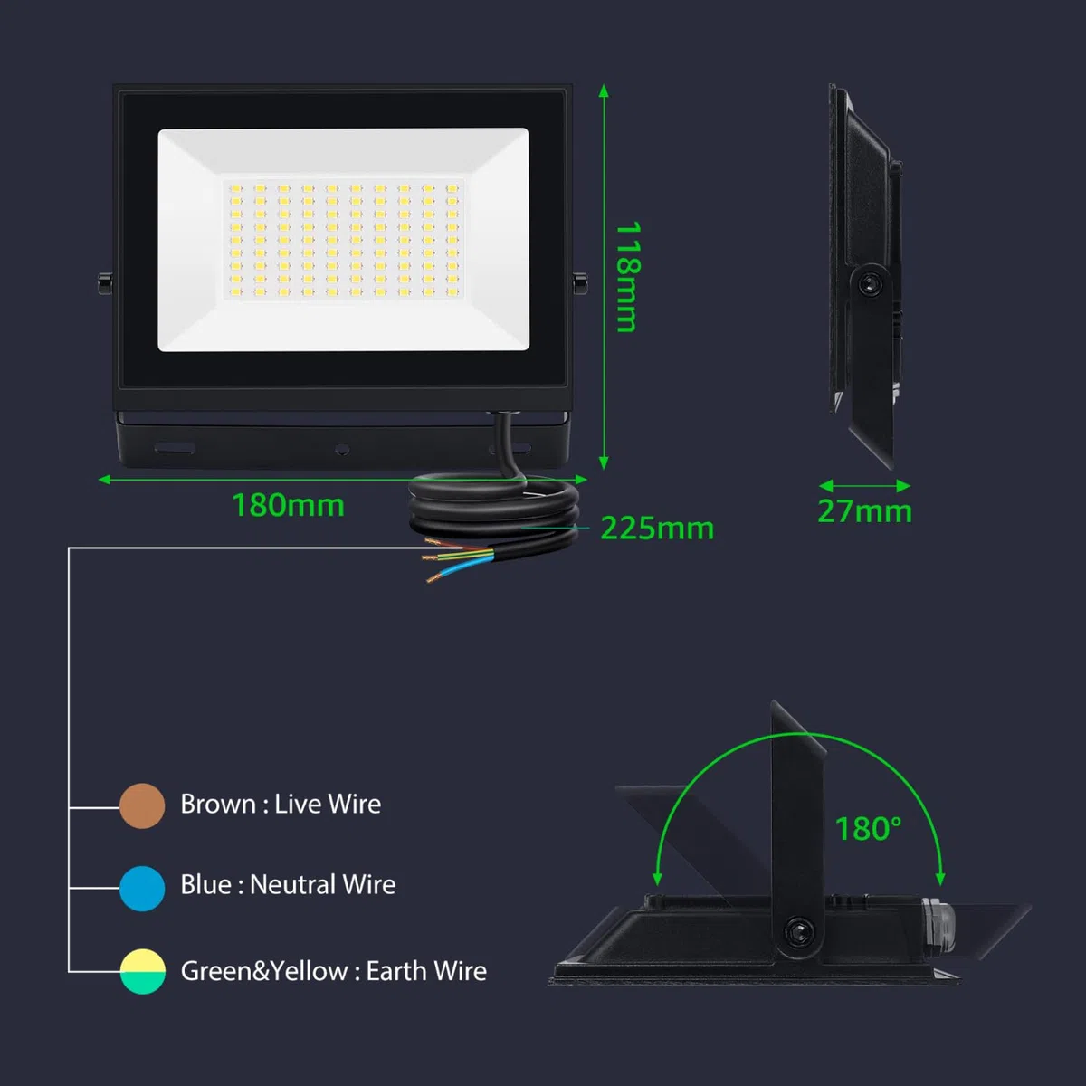 Aigostar- Faretto led 50W da Esterno,2 Pezzi,bianco naturale,Super illuminoso Faro led da 4500 lumen e 4000k. Faretti led Impermeabile IP65 per cortile, giardino, garage, tetto.