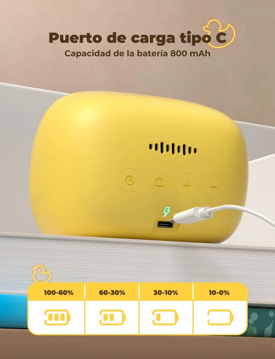 YISSVIC Sveglia per bambini, sveglia da mattina digitale, 3 allarmi/12/24 ore/Snooze/Timer/Display della settimana, Tipo C, ricaricabile, per bambini adulti, forma anatra