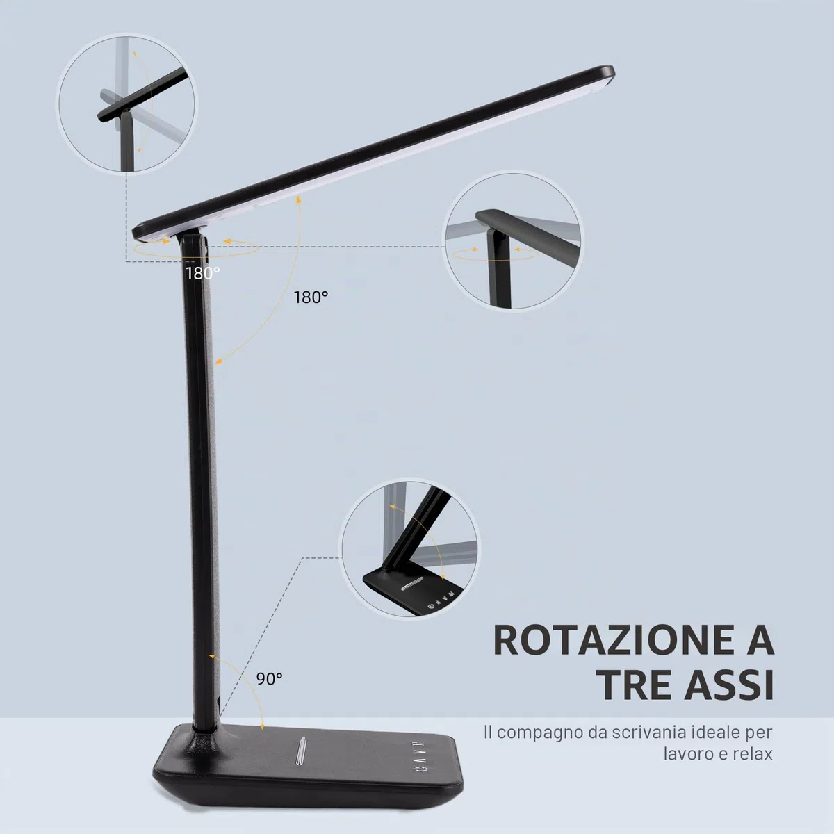 Lampada da scrivania a LED, dimmerabile, lampada da tavolo a LED con 5 colori e 5 livelli di luminosità, lampada da lettura con porta di ricarica USB, controllo touch per bambini, camera da letto