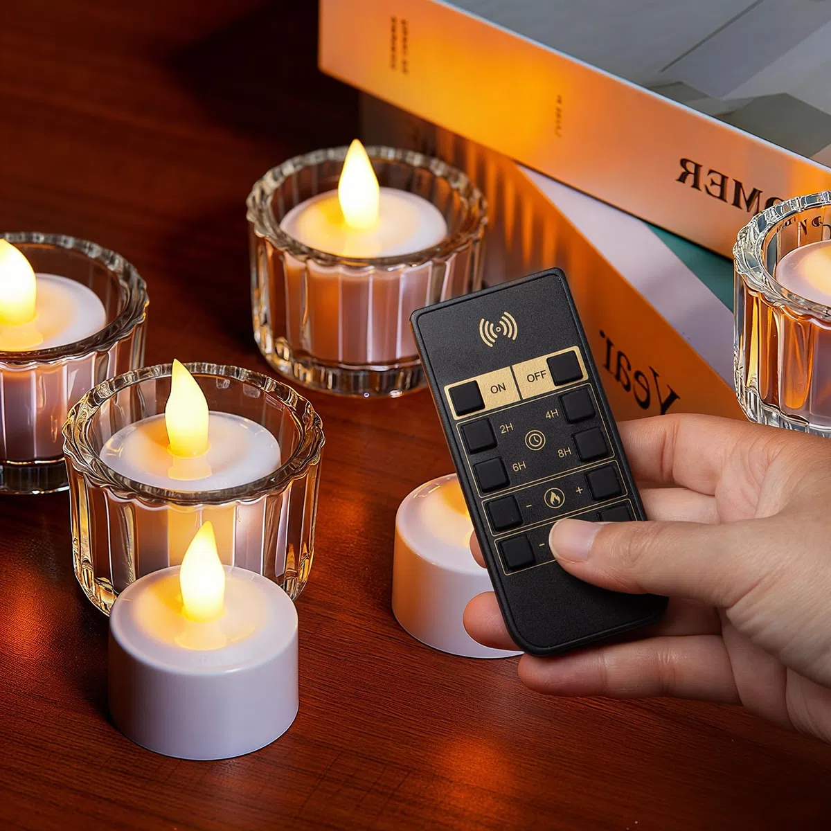 EXTSUD Candele LED ricaricabili | Confezione da 6 candele elettriche a LED con telecomando e timer, ricarica USB, senza fiamma, con 5 livelli di luminosità, per matrimoni, Halloween, Natale, festival
