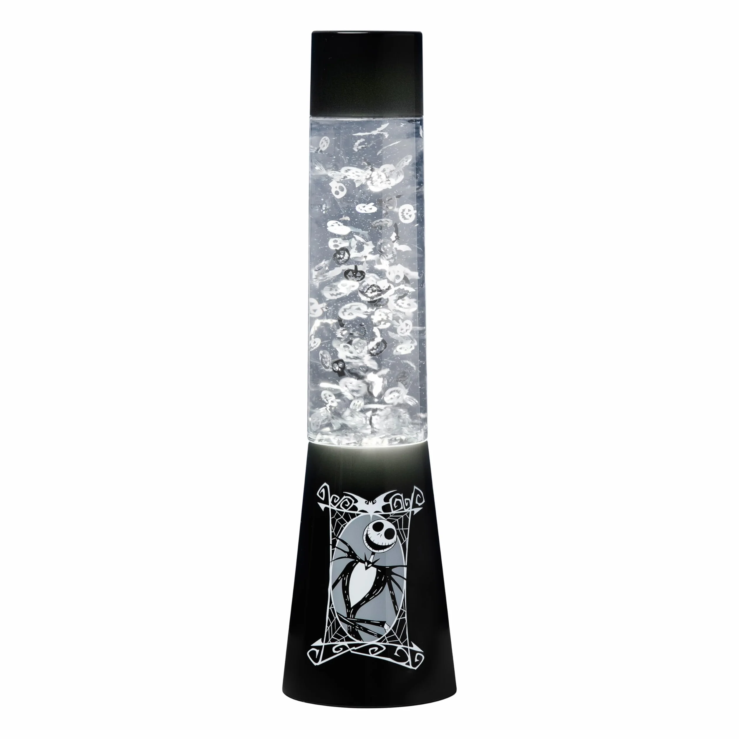 Paladone Nightmare Before Christmas, lampada a flusso liquido glitterato con zucca, teschi e pipistrelli galleggianti, prodotto Disney con licenza ufficiale, decorazione spettrale da collezione Jack