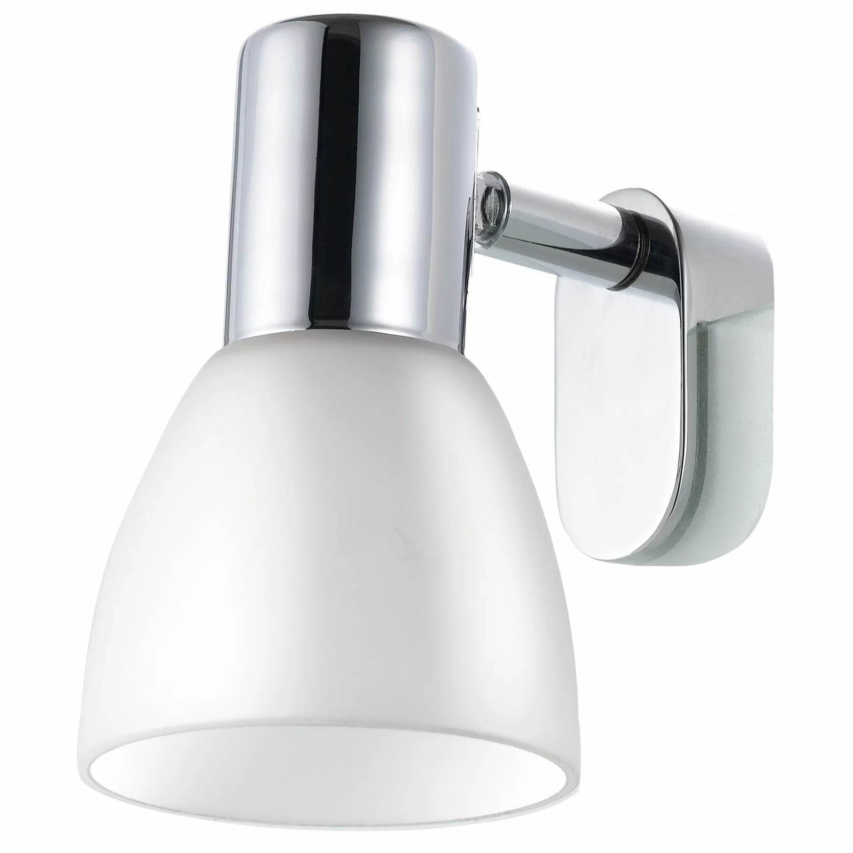 Eglo Sticker Lampada con finitura a specchio, applique, lampada cromata a specchio, metallo e vetro opalino satinato, lampada da bagno cromata, bianco, luce a prova di umidità, IP44, attacco E14