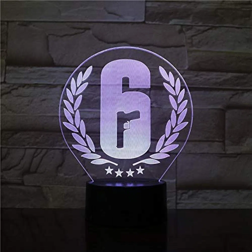Lampada da notte a LED 3D Rainbow Six Siege Touch Control Sensor 7 colori che cambiano regalo per bambini Fps Tavolo da gioco Rainbow 6 Lampada di design