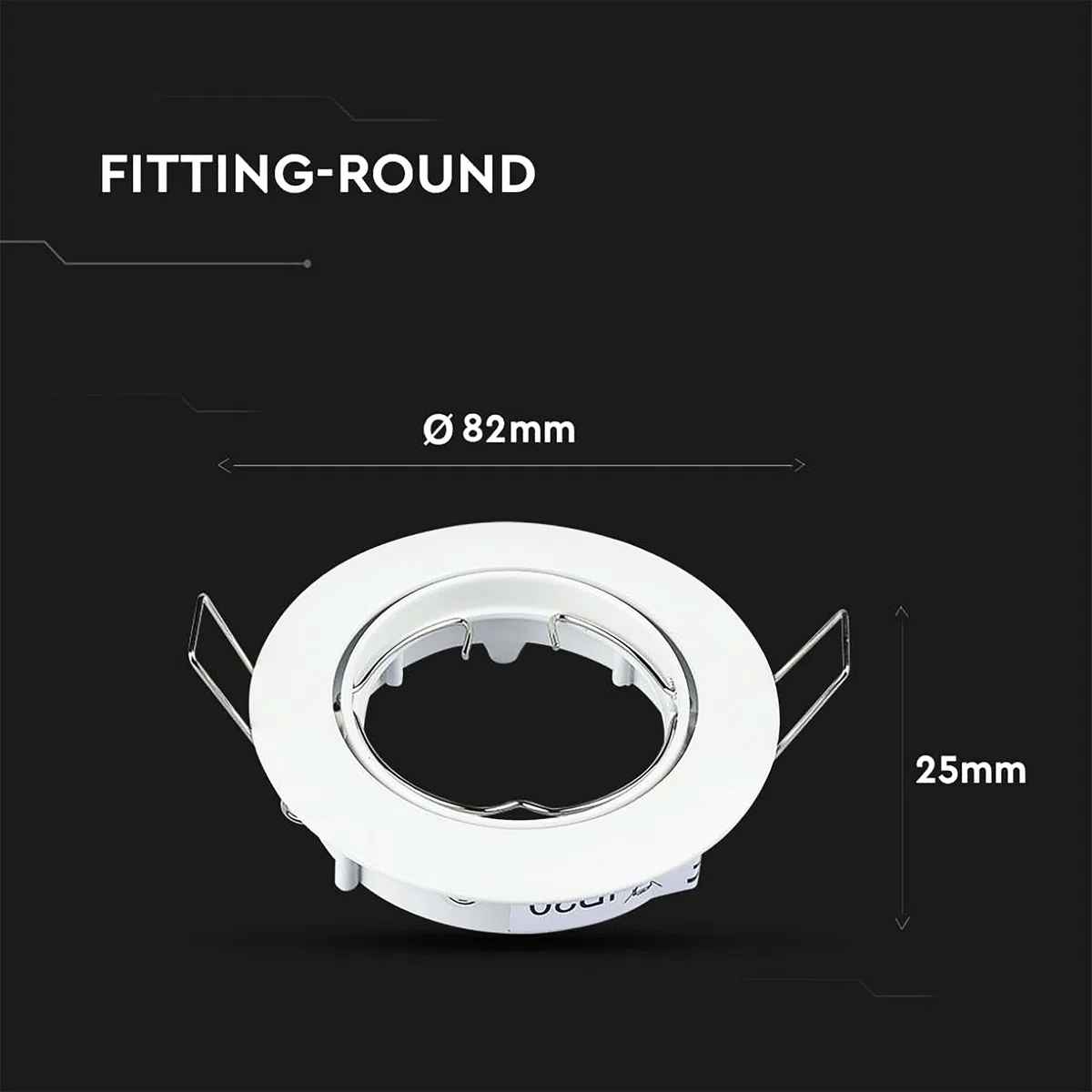 V-TAC 4x Portafaretto LED da Incasso Orientabile in Allumimnio per Faretto GU10-4 Pezzi - Sezione Incasso 74 mm - Cornice Rotonda da Lampadina per Cartongesso, Legno, Mensole, Casa - Ø82 x 25mm