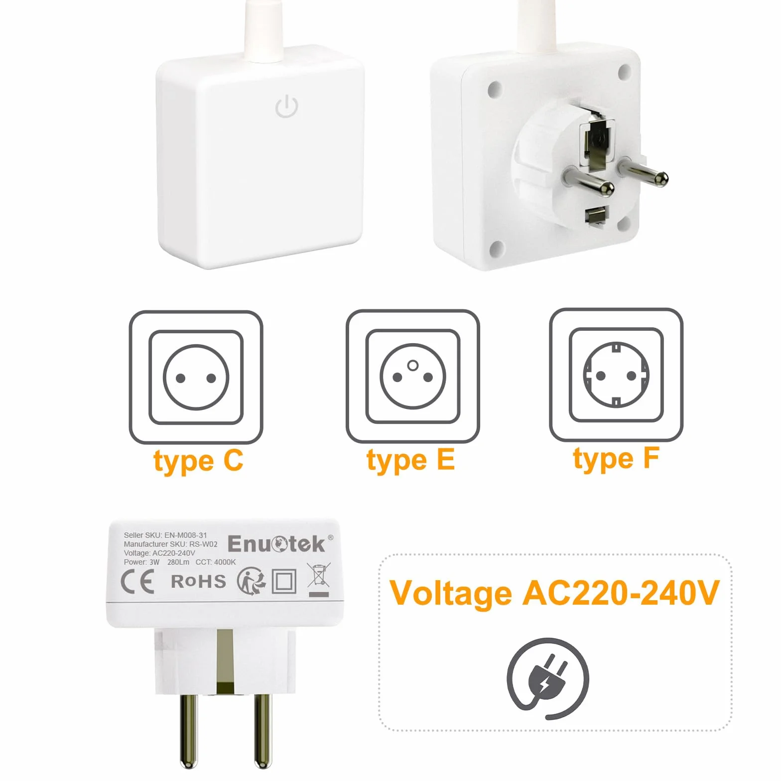 ENUOTEK Lampada da Lettura Libro da Comodino a Parete a LED con Spina per Leggere a Letto e Interruttore Dimmerabile Tattile 3W Luce Neutra 4000K Non Funzione di Controllo Remoto Lot di 1
