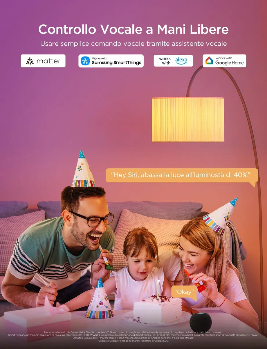 Govee Lampadina LED E27 Intelligenti WiFi e Bluetooth, Compatibile con SmartThings, Matter, Alexa e Google Assistant, 800lm, 16 Milioni di Colori RGBWW fai da te, Lampadina Smart, Set di 2
