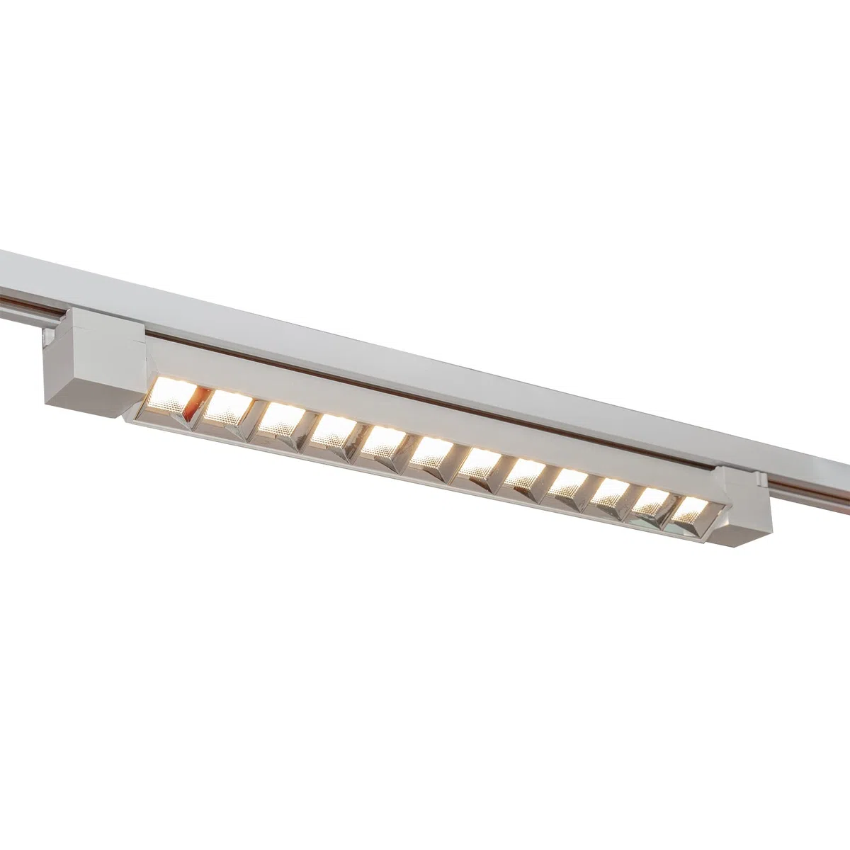 Planetitaly Faretto Binario Track Monofase 6 LED 12W 1440 Lumen Orientabile Angolo 38 Gradi per Interni Negozi Uffici Vetrine 230V Alluminio, Bianco, 4000K