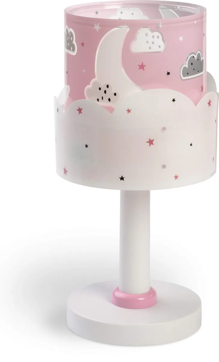 Dalber Lampada da comodino Moon, design luna e nuvole rosa