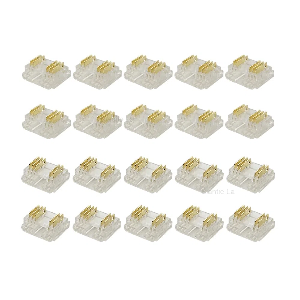 RGBW - Connettori per strisce LED a 5 poli, 12 mm, senza saldatura, per giunti da striscia a filo COB (confezione da 20)