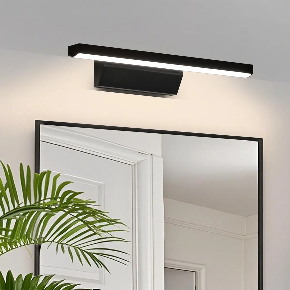 LED Specchio Lampada 9W 680lm Bagno Bianco Neutro 4000K IP44 No Flicker 230V (Nero, 40cm)