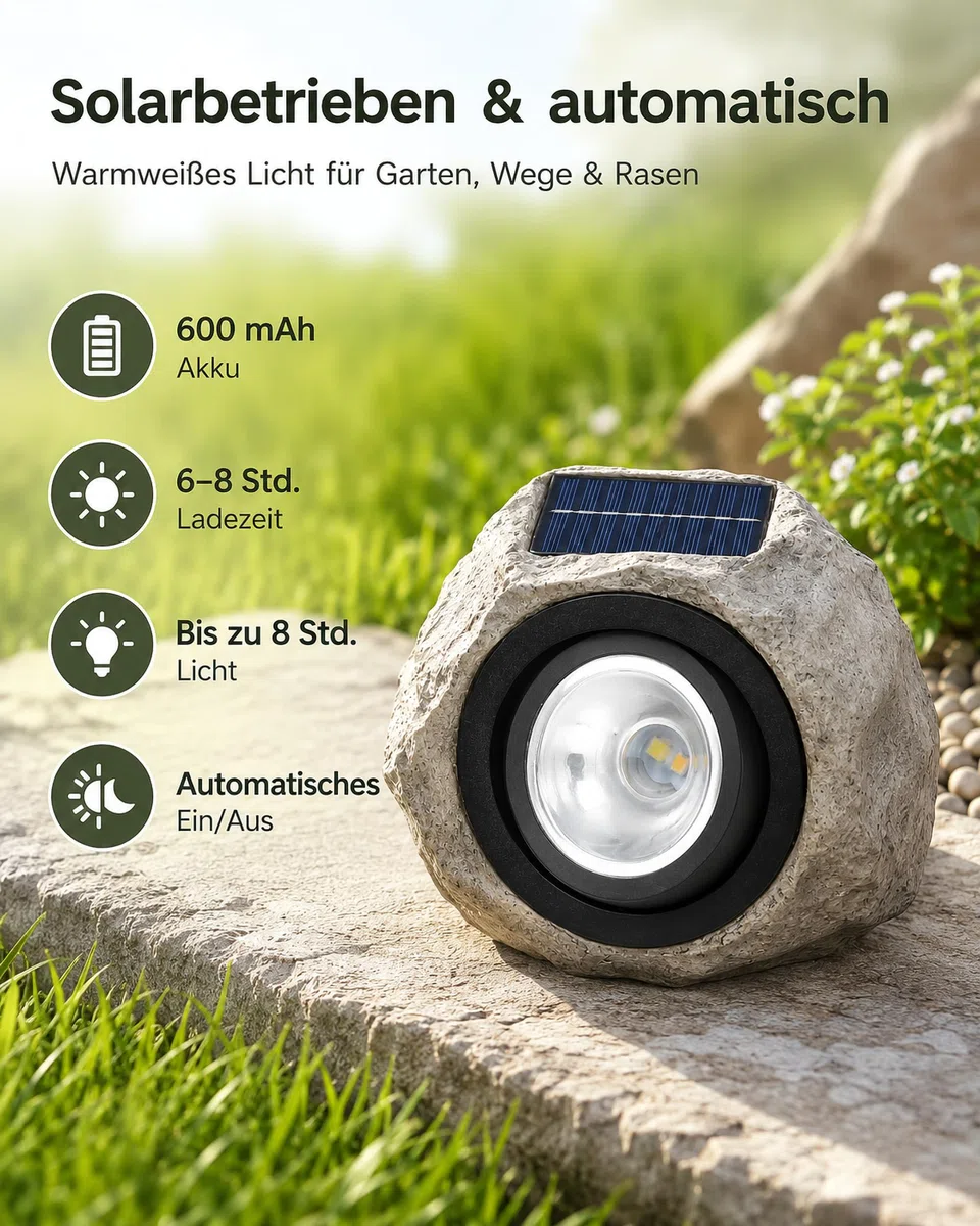 ACMHNC Lampade Solari da Giardino, Lampada Solare LED con Design a Forma di Pietra, Lampada solare Pietra Impermeabile Lampada Sassi da Giardino Esterno Sentieri Decorativa