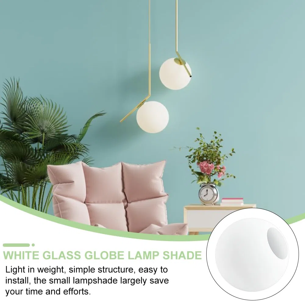 BENECREAT 150mm Paralume per Lampada Globo In Vetro Bianco Smerigliato, Copri Paralume di Ricambio per Applique Da Parete, Apparecchio di Illuminazione A Sospensione, Luce di Vanità, ID: 60~70mm