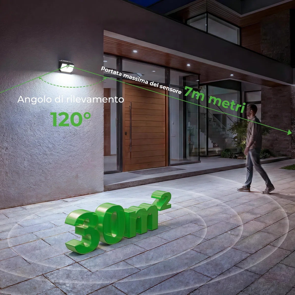 nifipy Luce Solare LED Esterno, Faretto LED da Esterno Solare, 138 LED Lampada Solare da Esterno con Sensore di Movimento, 3 Modos IP65 Impermeabile Luci Solari da Giardino, per Parete Garage 4 Pezzi