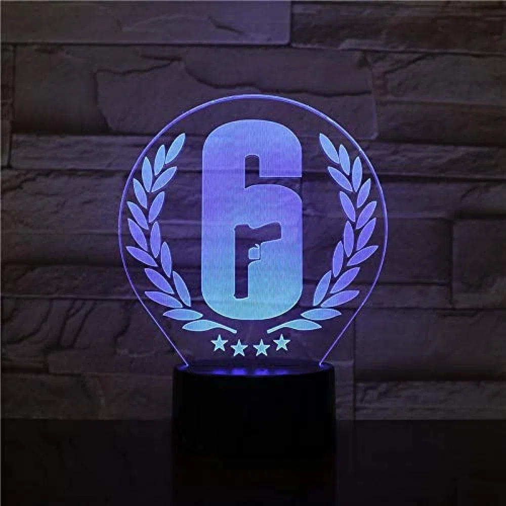 Lampada da notte a LED 3D Rainbow Six Siege Touch Control Sensor 7 colori che cambiano regalo per bambini Fps Tavolo da gioco Rainbow 6 Lampada di design