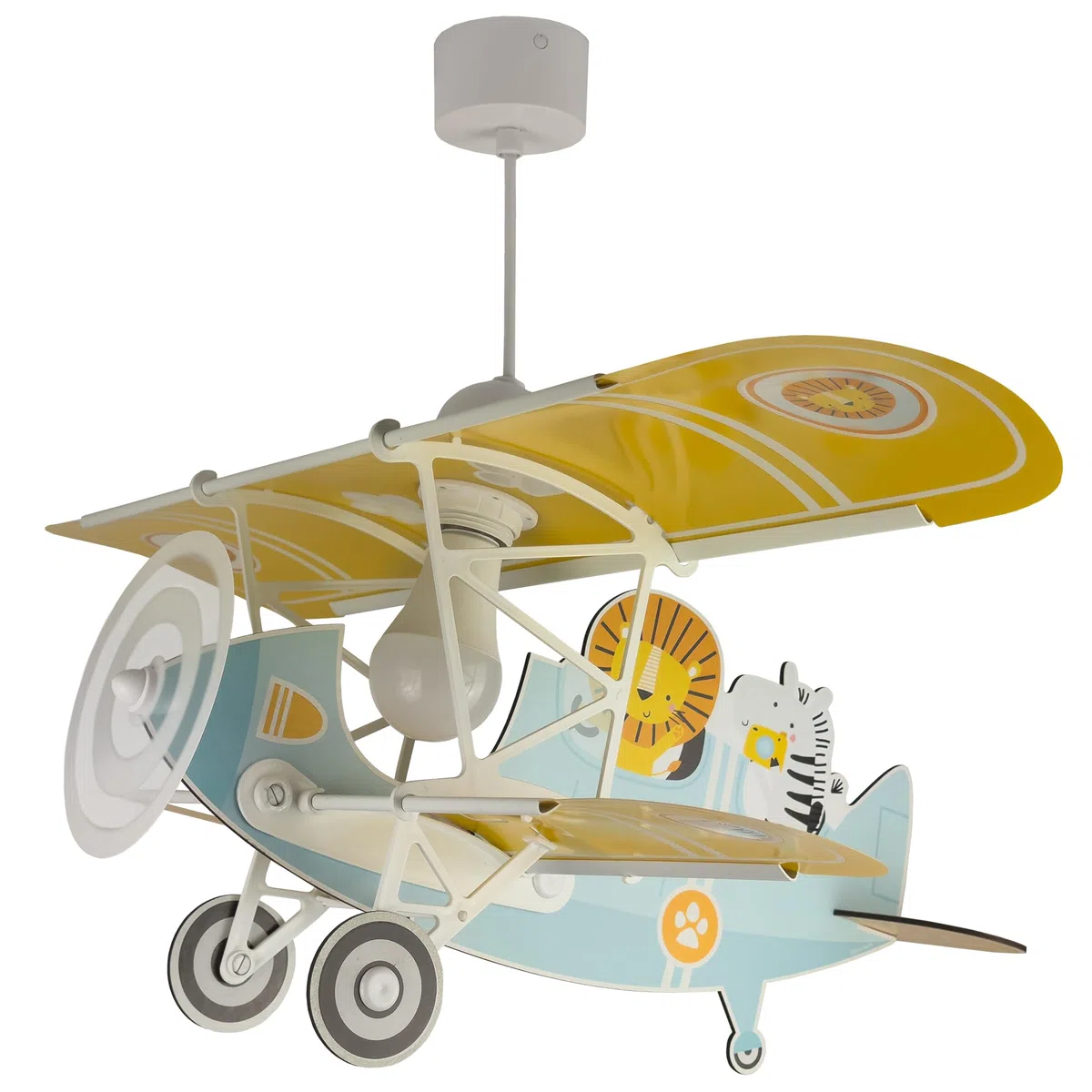 Dalber Lampada a sospensione per cameretta dei bambini, lampada da soffitto per bambini, 54602, E27, 15 W LED, Blu, Giallo, 66 x 23.5 x 9.5 cm