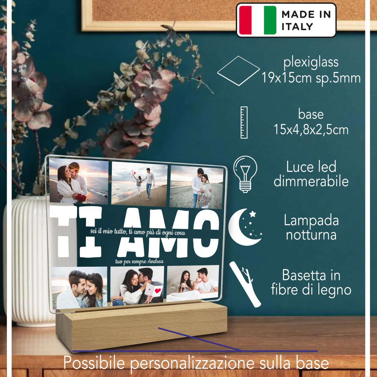 STAMPATEK Lampada Personalizzata Regali Per San Valentino Per Lui Lei - Lampada Led Luce Notturna Regalo Fidanzato, Compleanno, Moglie, Marito, Compagno Regalo Natale Originale, PlexMod6_DS2