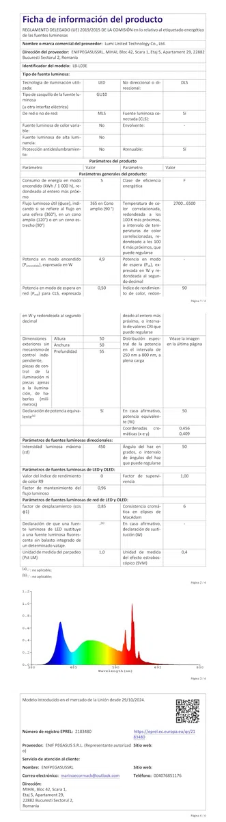 Aqara Lampadina LED T2 GU10 Thread/Zigbee, Bianco Regolabile (2000 K-9000 K), RGB con 16 Milioni di Colori, Equivalente 30 W, Matter, Compatibile con HomeKit, Alexa, Google e Altro