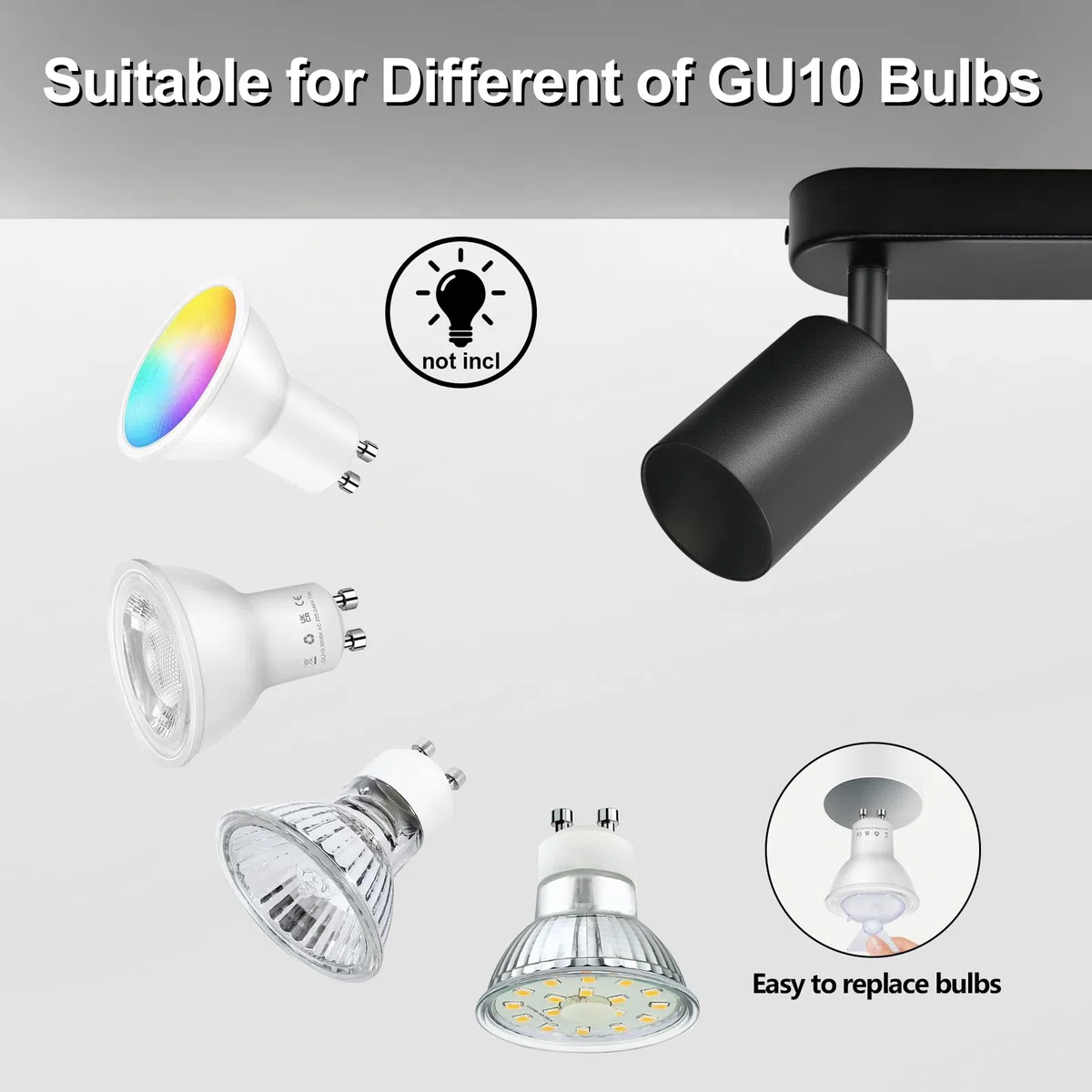 Faretti da Soffitto Orientabili, GU10 Faretti LED da Soffitto Nero, Lampada Soffitto 2 Luci Moderni, Faretto da Parete Interno in Alluminio per Cucina, Camera, Barra, Lampadina Non Inclusa
