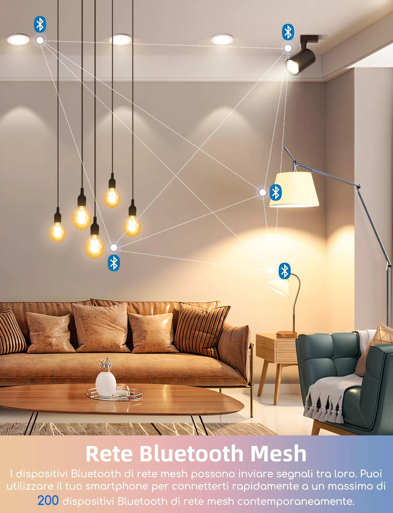 Aigostar Mesh - G45 6.5W Bluetooth Mesh Smart Bulb, Alexa E27 LED 555LM RGB & 2700K-6500K, Alexa Lampadina 16 milioni di colori, 4 unità (con telecomando Bluetooth)