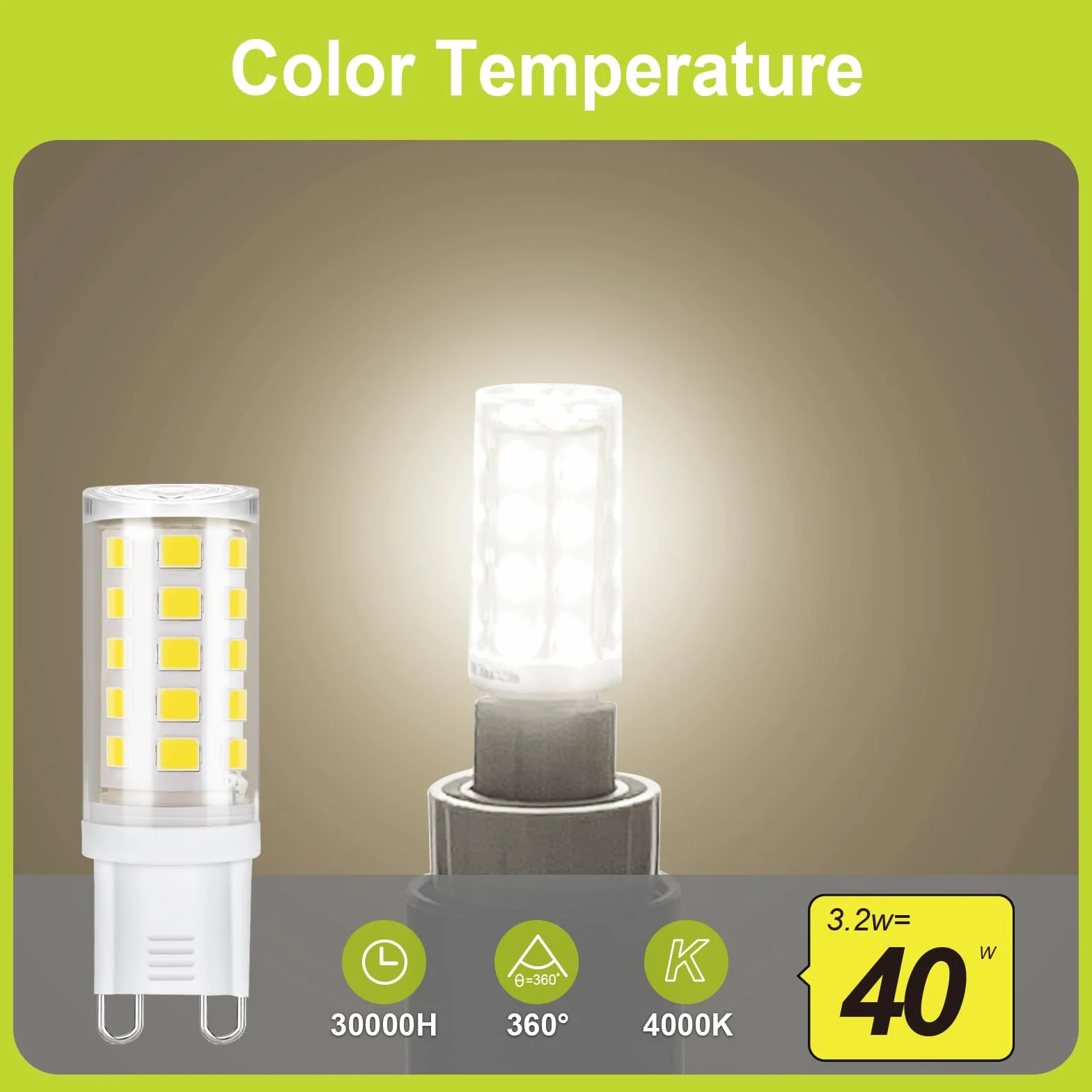 GY Lampadine LED G9, 3.2W Equivalente 40W, 520 Lumen, 4000K Luce Naturale, Attacco G9, Risparmio Energetico, Senza Sfarfallio, Non Dimmerabile, 10 Pezzi