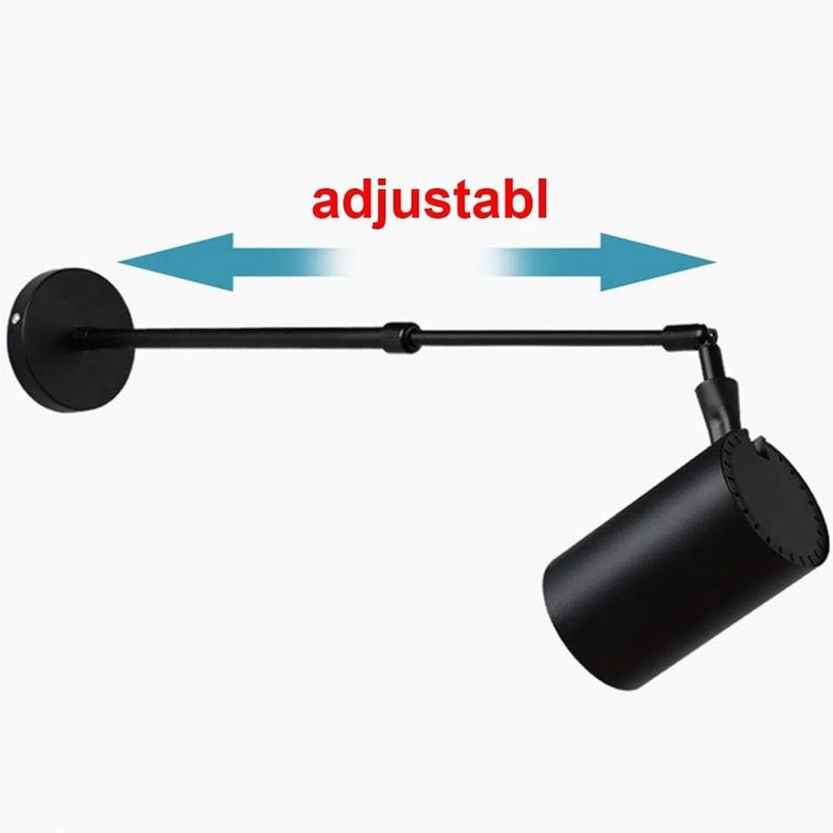 Faretti Da Lettura Telescopici A Braccio Lungo In Stile Retrò Industriale, Faretti Da Parete Per Interni Regolabili, Faretti Da Parete Con Braccio Retrattile, Per Lettura, Scale Della Camera(Black,20w