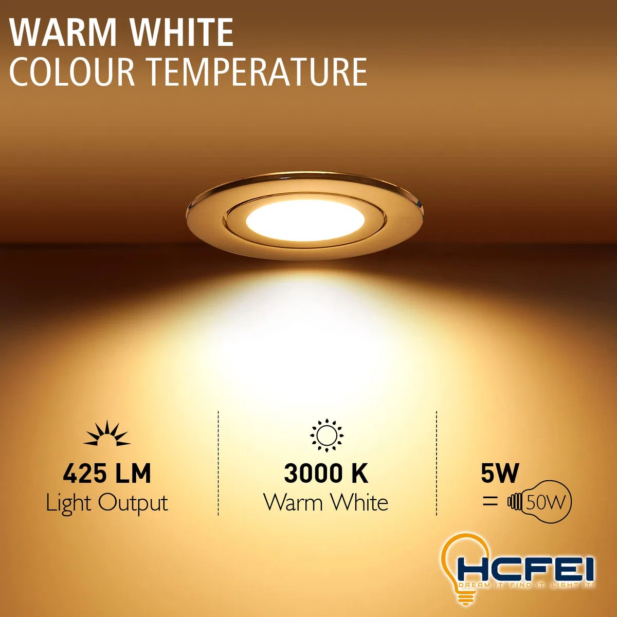 HCFEI 3x Faretti LED da Incasso Argento- Ultra sottile 30mm - Lampada Bianco Caldo 3000K da Incasso per Controsoffitto in Cartongesso - 425 Lumen 5W 230V Dimmerabile IP44 per Bagno Cucina