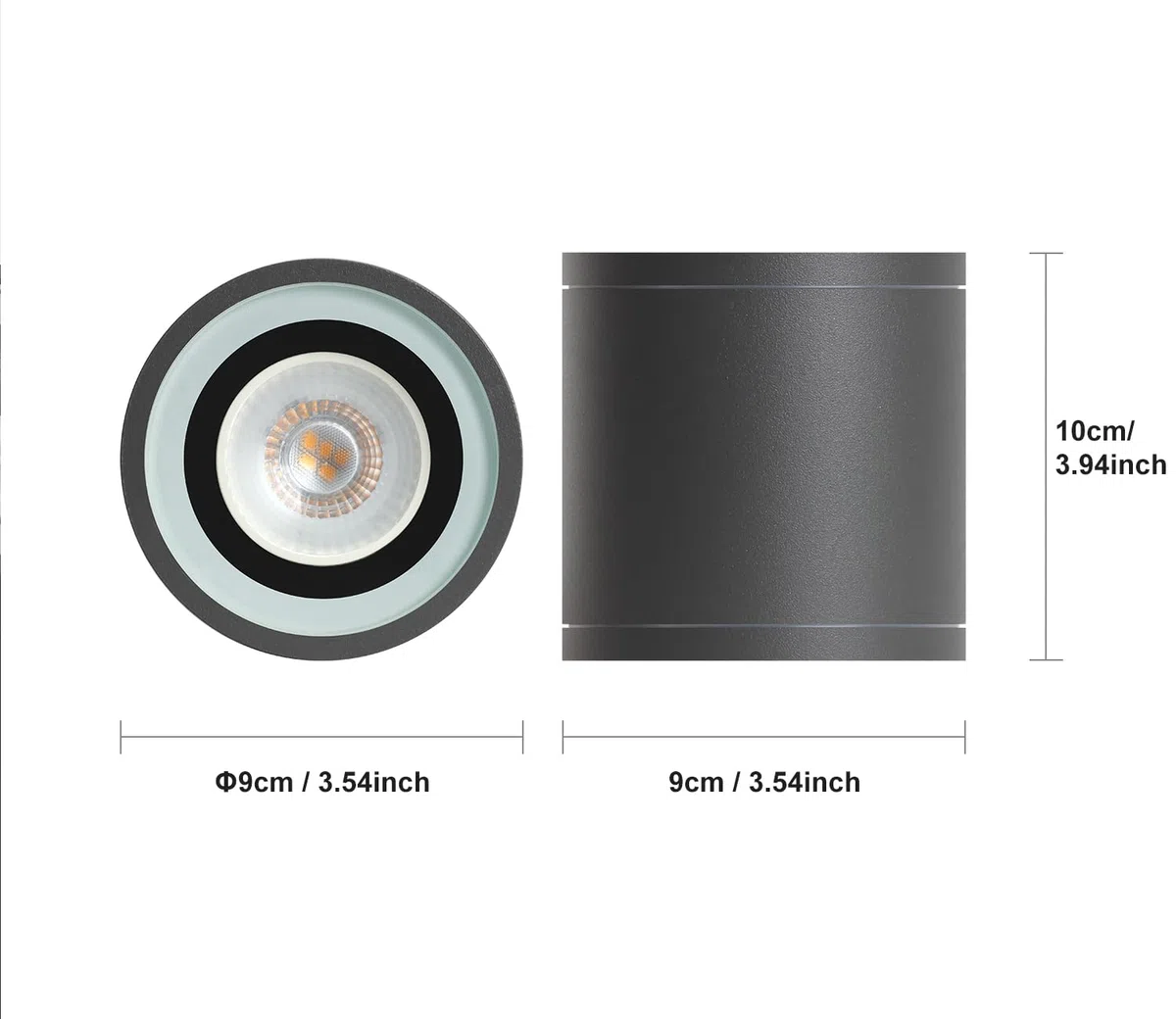 DAWALIGHT Downlight GU10 5W LED Faretto a Soffitto Cilindro IP44 Impermeabile Faretti da Esterno Soffitto per Bagno Cucina Giardino Soggiorno Corridoio Ristorante, Alluminio, Grigio scuro