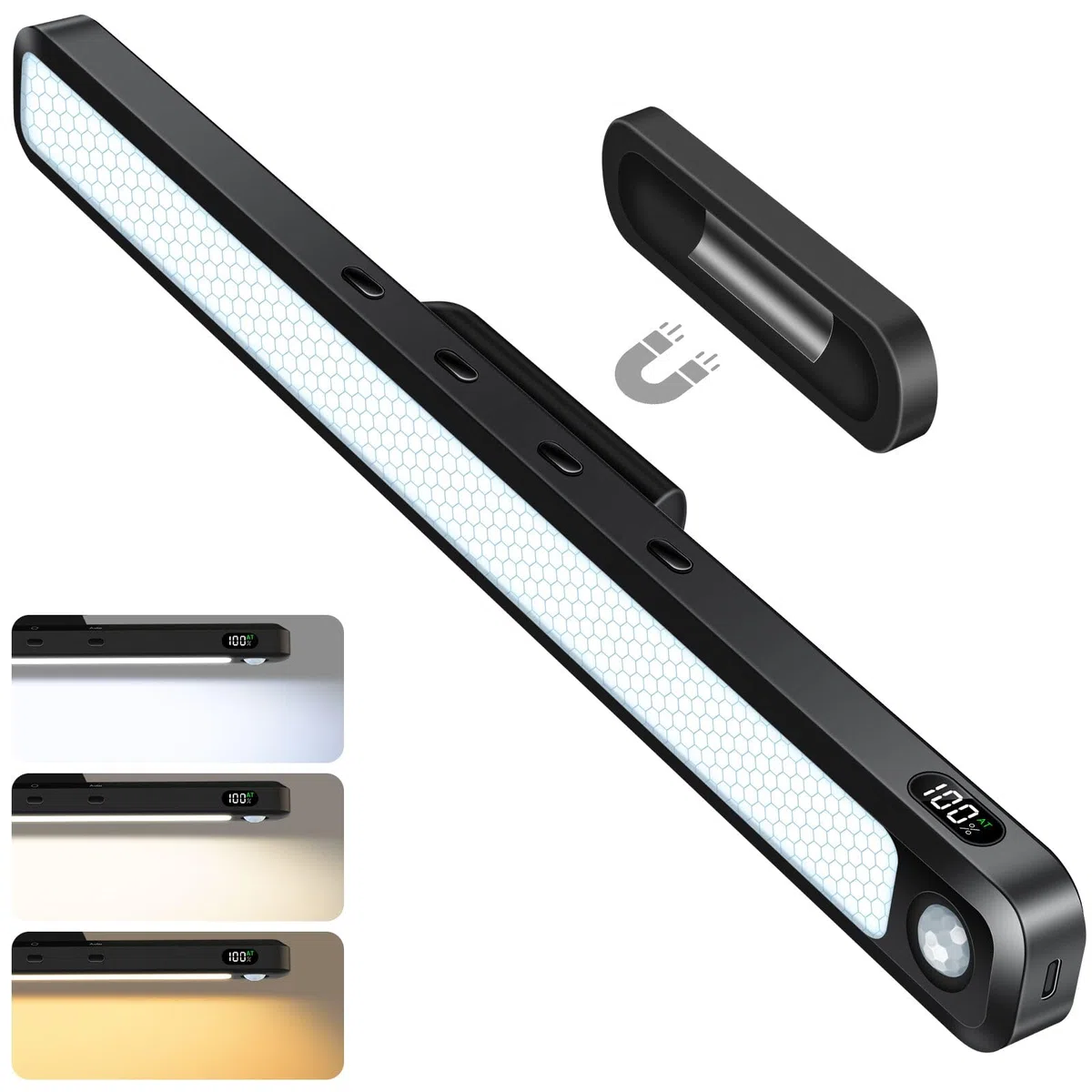 Ferswe 5W Luce Armadio LED Ricaricabile, Armadio Led con Sensore di Movimento, 30CM, 2500 mAh, Indicatore di Carica della Batteria, Facile Installazione Magnetiche Luce Armadio, per Cabina ArAmadio