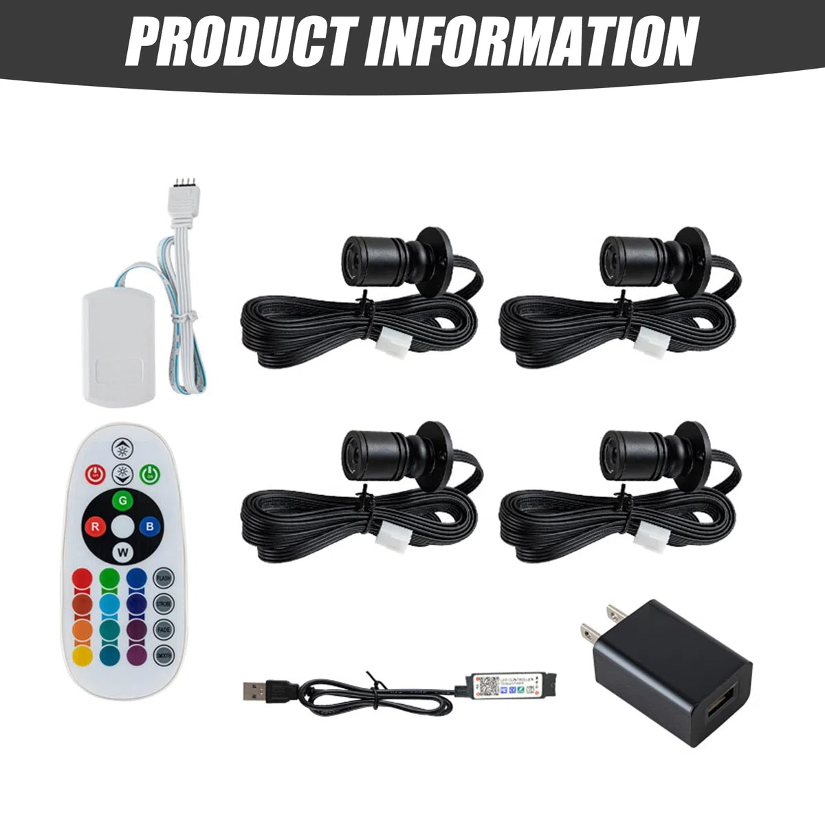 4 mini faretti a LED con telecomando, 1,5 W, orientabili a 180°, per interni, controllo Bluetooth, piccolo set di luci d'accento dimmerabili, per gioielli, corridoio, vetrine
