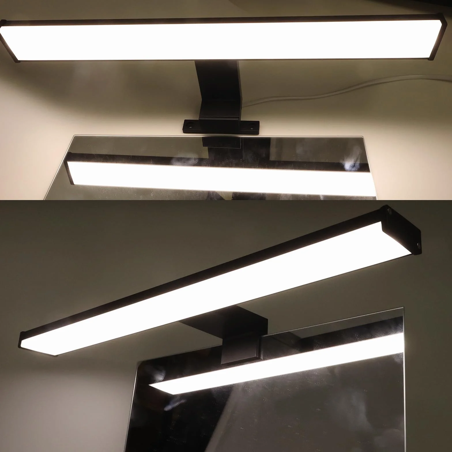 Alpinaluz Applique LED da Specchio Nero per Bagno – 4000K Luce Bianca Neutra – IP44 – Struttura in Alluminio e Supporti in Policarbonato – Installazione su Specchio, Muro o Mobile (40cm 10W)