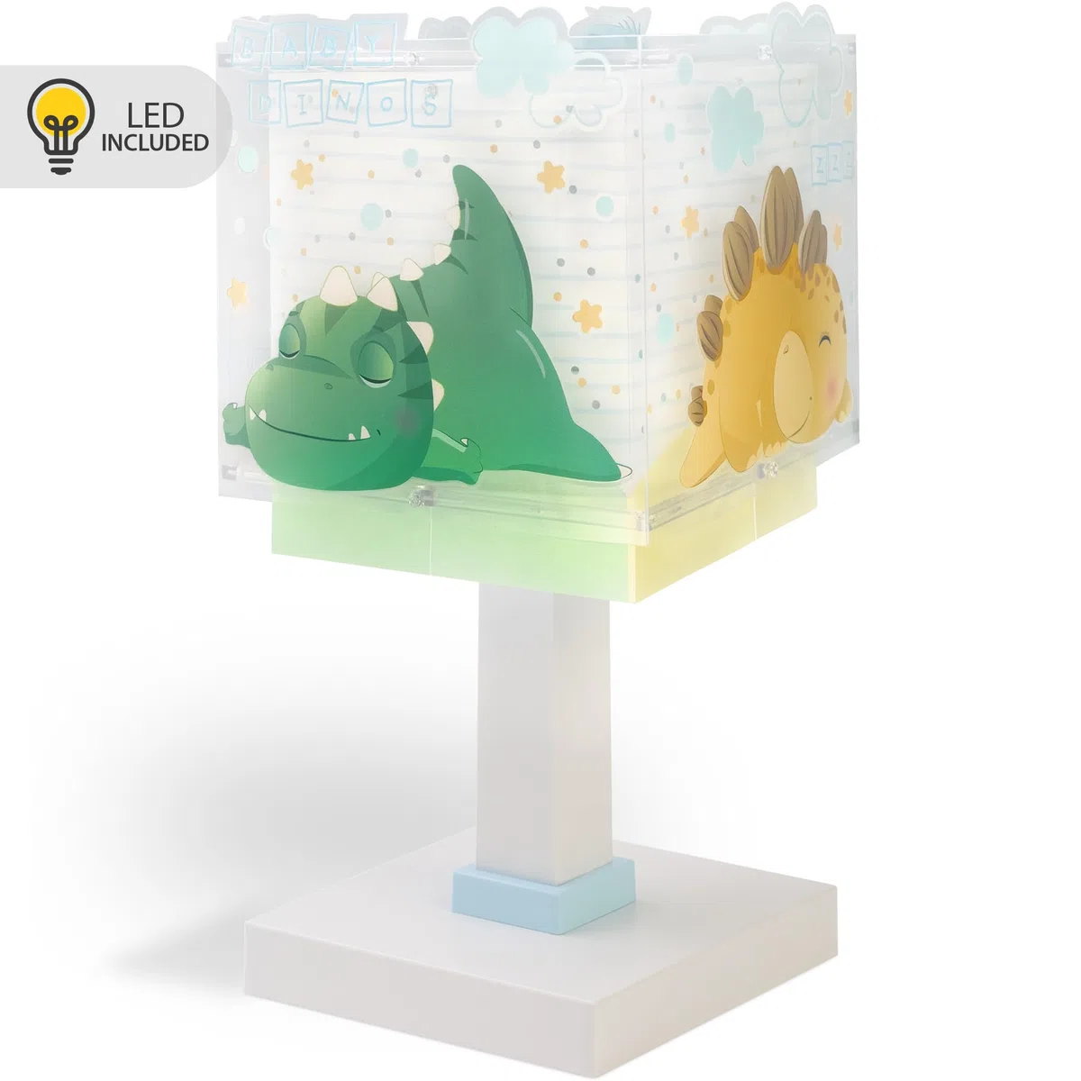 Dalber Lampada da tavolo o da comodino per bambini Baby Dinos Dinosaurs, 63451, G4 - LED 4W - Lampadina inclusa