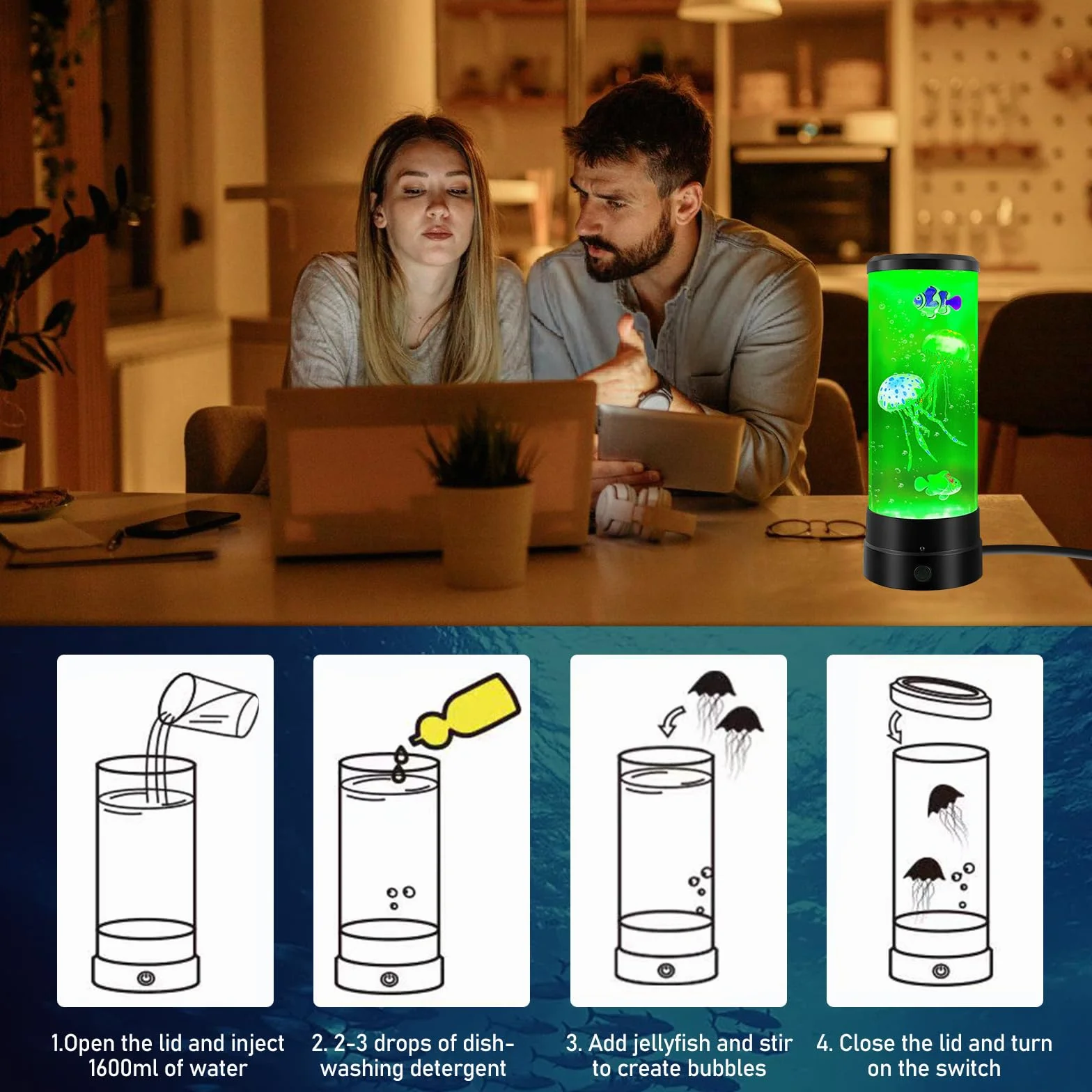 BYZESTY lampada da medusa, luce d'atmosfera a LED, 17 colori, decorazione per acquario e casa