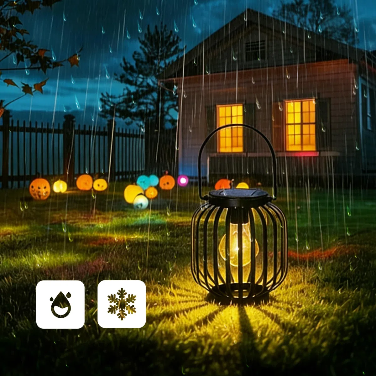 Lanterna con lampada a LED - Alimentata da pannello solare, non sono necessarie batterie, bella luce riflettente esterna in giardino e interno in casa, impermeabile