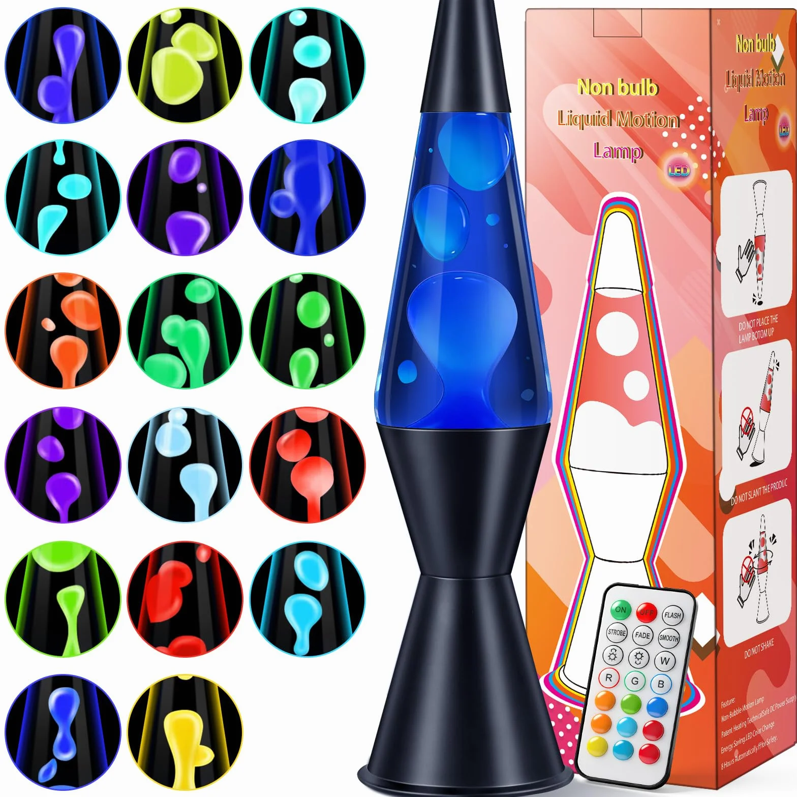 BuzzoXerex Lavalampe, Lava Lampe 38 CM 17 Colori, Lavalampen con Telecomando Lava Lamp per Adulti e Bambini Ideale per Casa, Camera da Letto, Ufficio, San Valentino e Compleanni