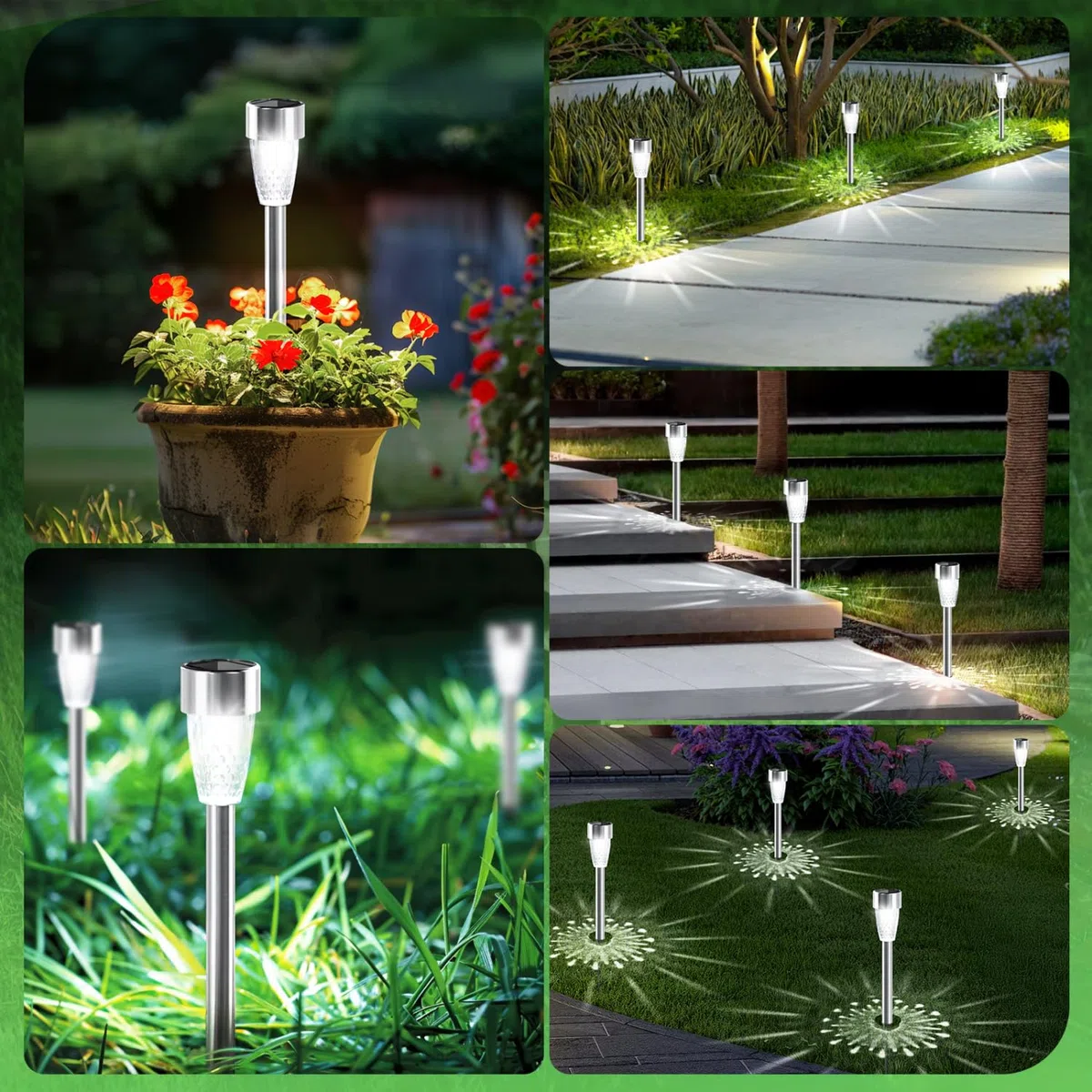 Aigostar Lampade Solari da Giardino 12 pcs: Luci Solari Esterno Giardino 6500K Luce Bianca Freddo - IP44 Impermeabile, in Acciaio Inossidabile, per Terrazza, Prato, Cortile, Vialetti