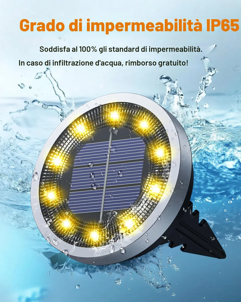 Luci Solari per Giardino IP65, Nuovo stile 2026 Lampade Solare Esterno Incasso Faretti a Terra Luce Sepolta Solare Impermeabile per Prato Vialetto Scala Paesaggio (14, bianco caldo)