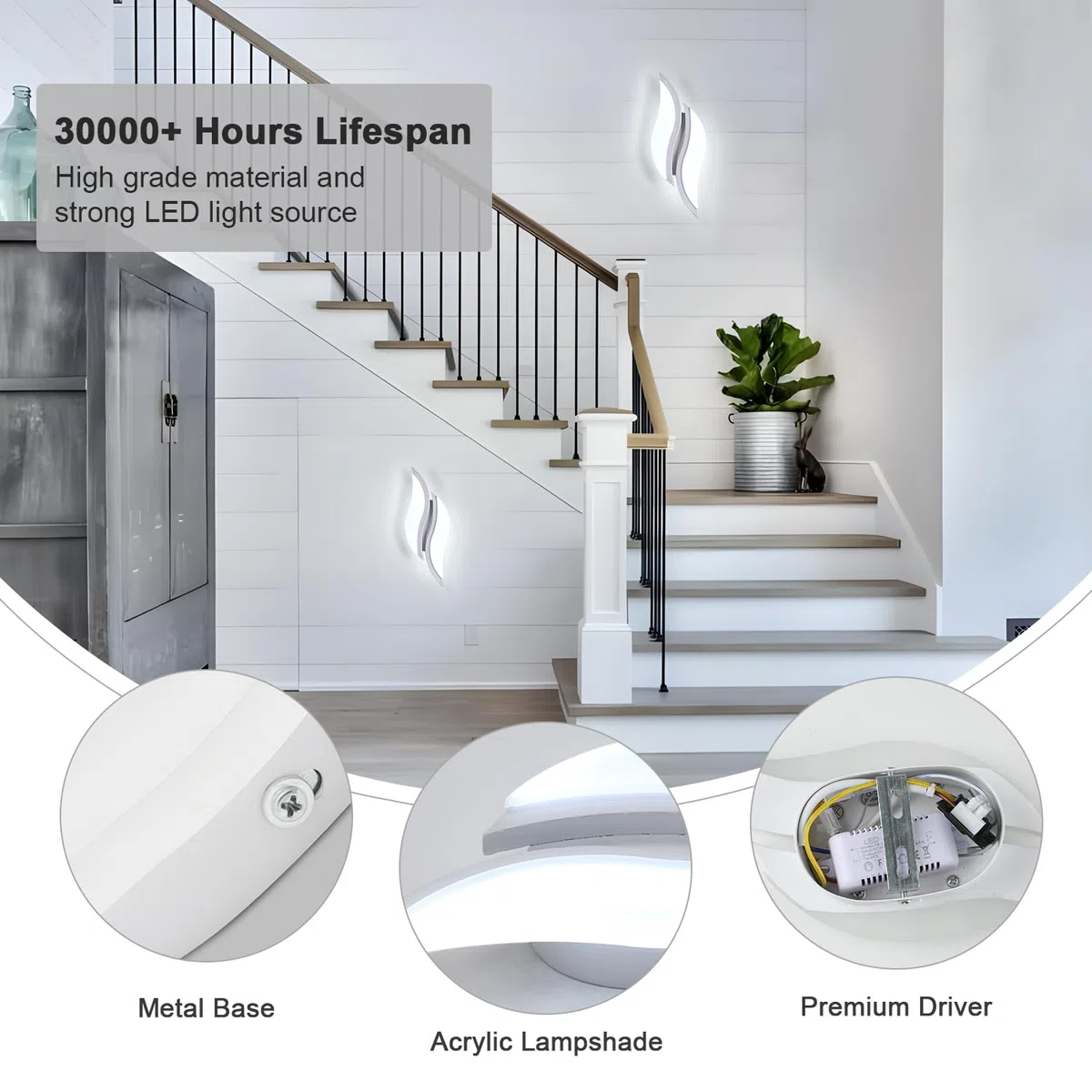 Dorlink Applique da Parete Interno, Lampada da Parete, Applique Camera da Letto Moderno, Creativo Lampada a Muro LED, 6500K Bianca Fredda, Appliques Foglia per Corridoio, Soggiorno, Scala, Bagno 12W
