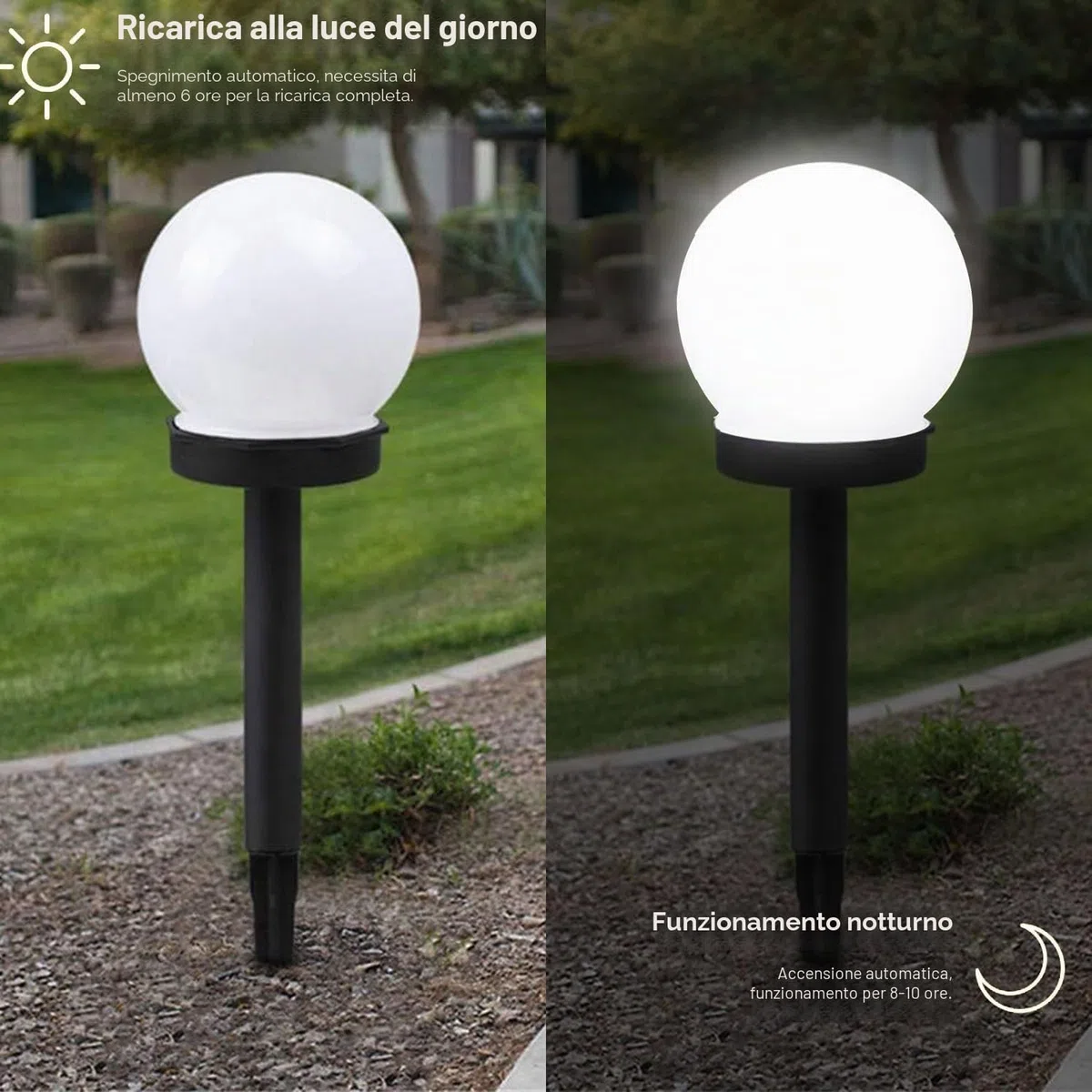 Shengruili 6 lampade solari per esterni, a sfera solare, giardino e impermeabili