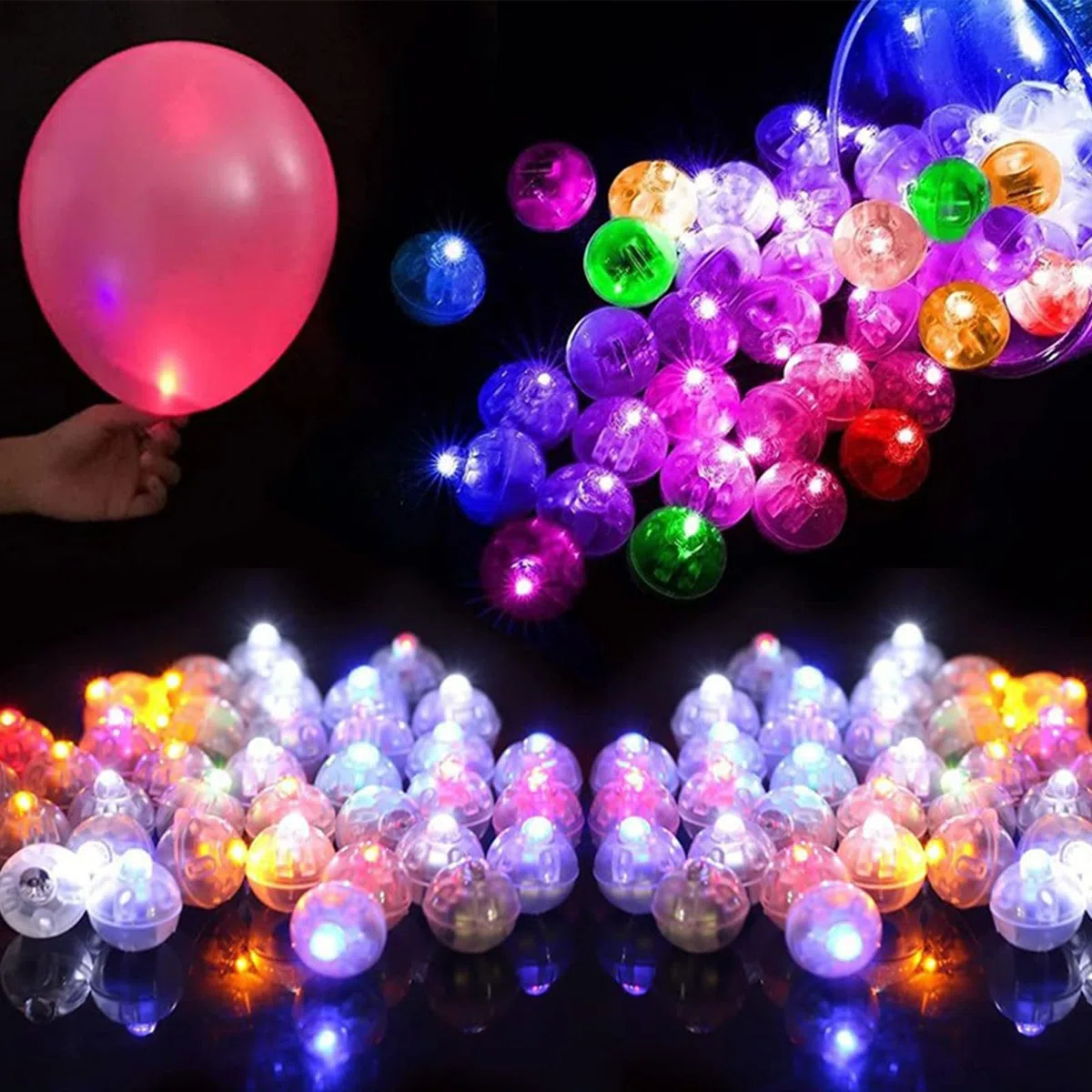 50 Pezzi Mini LED Palloncini Luci,Rotondo Lampada a Palloncino,Lampada a Palloncino,Luci a LED per Palloncini Luminosi per Matrimonio Halloween Festa di Natale Decorazione(Bianco Caldo)