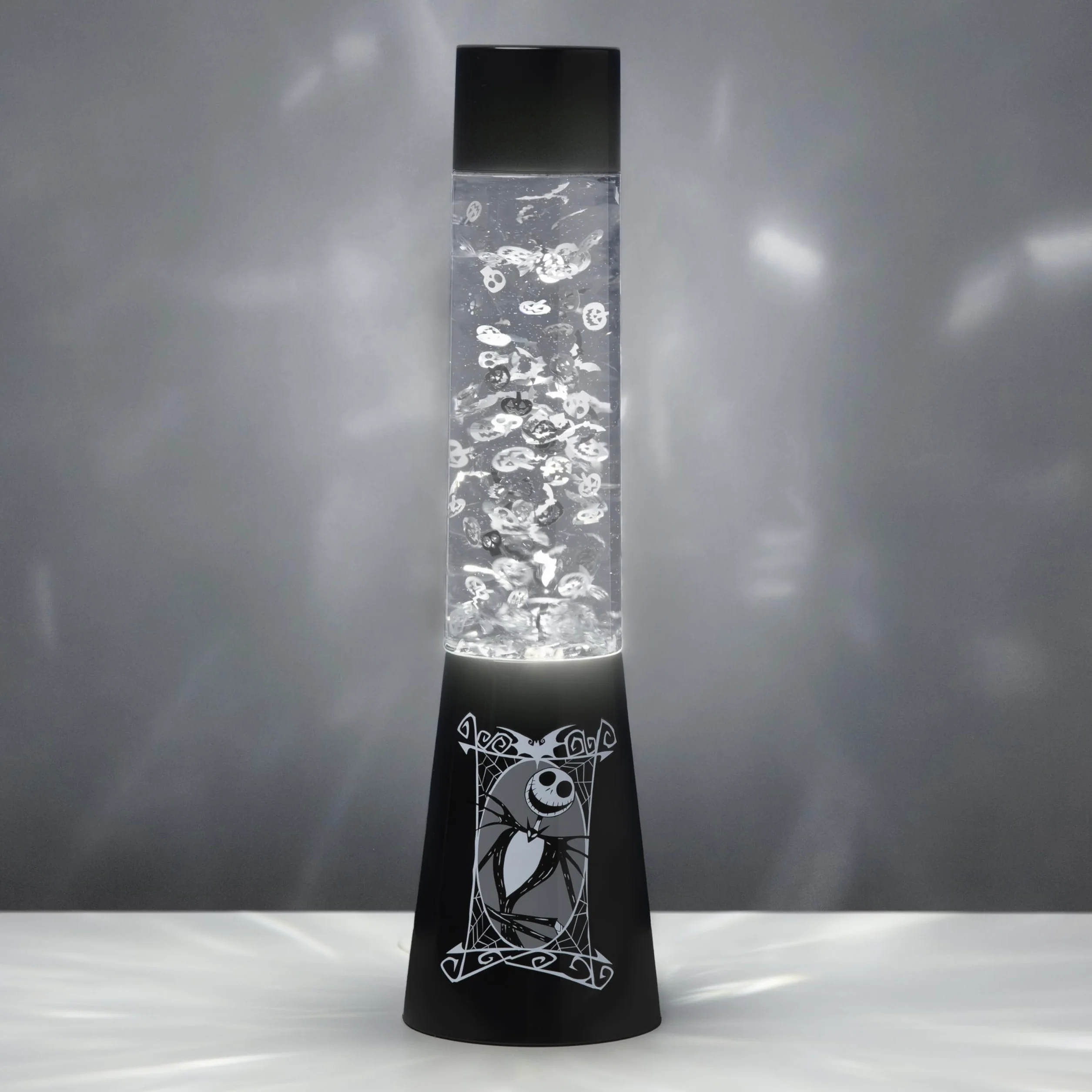 Paladone Nightmare Before Christmas, lampada a flusso liquido glitterato con zucca, teschi e pipistrelli galleggianti, prodotto Disney con licenza ufficiale, decorazione spettrale da collezione Jack