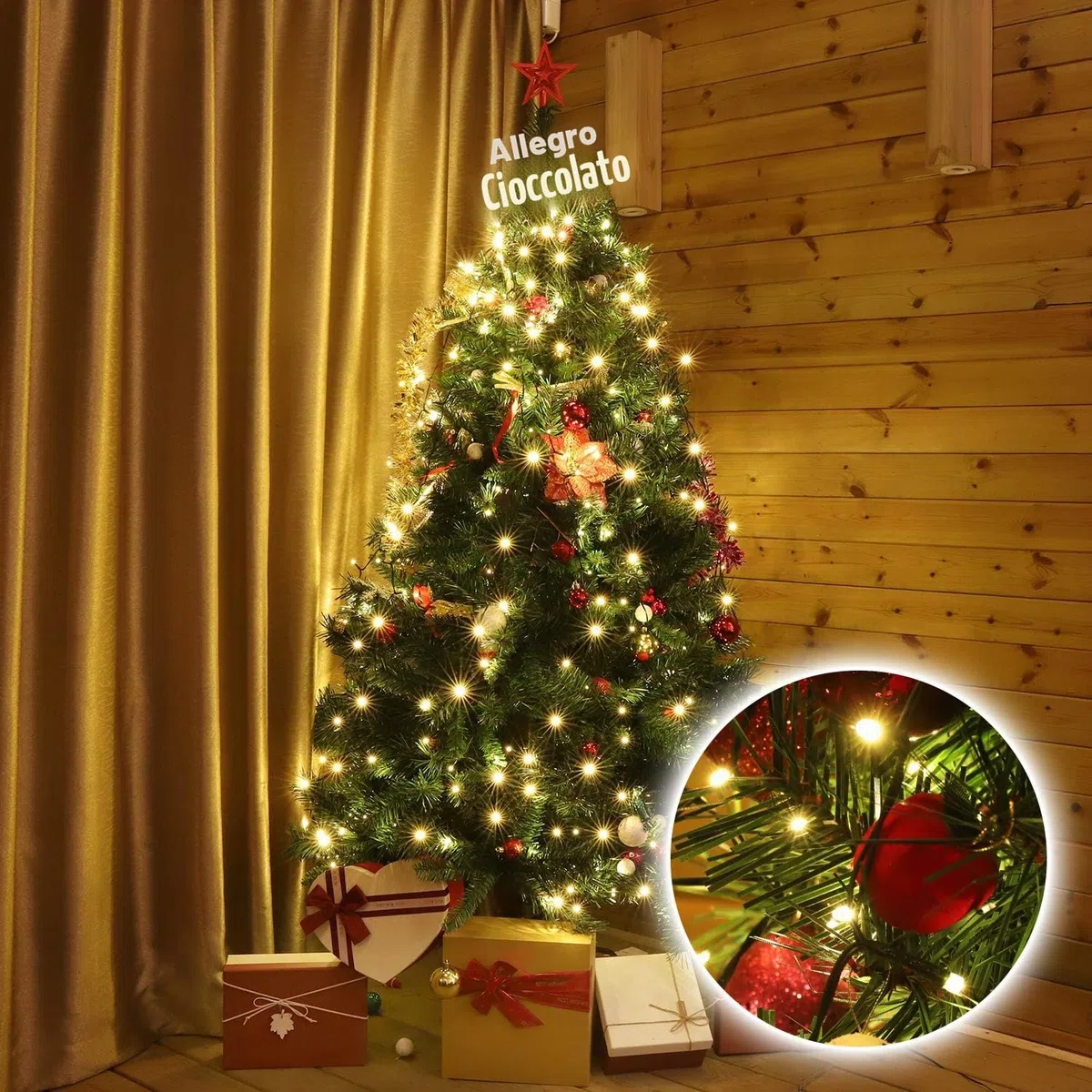 SALCAR Luci Albero Natale, 2M 8 Fili 280 LED Luci Decorazione Natale per Albero con Anello, 8 Modalità, Impermeabile IP44 Luminarie Natalizie Cascata per Interno Esterno, Bianco Caldo