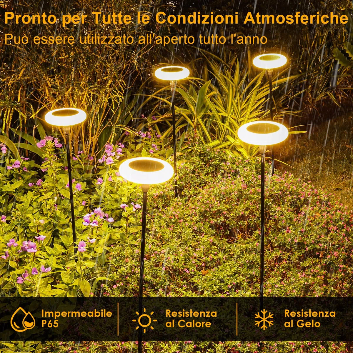 Luci Solari da Giardino 4 Pezzi Luci Solari Esterno Bianco Caldo lampada da giardino solare da esterno IP65 Impermeabie con Luci da giardino extra luminose da 34 lumen per Cortile Vialetto