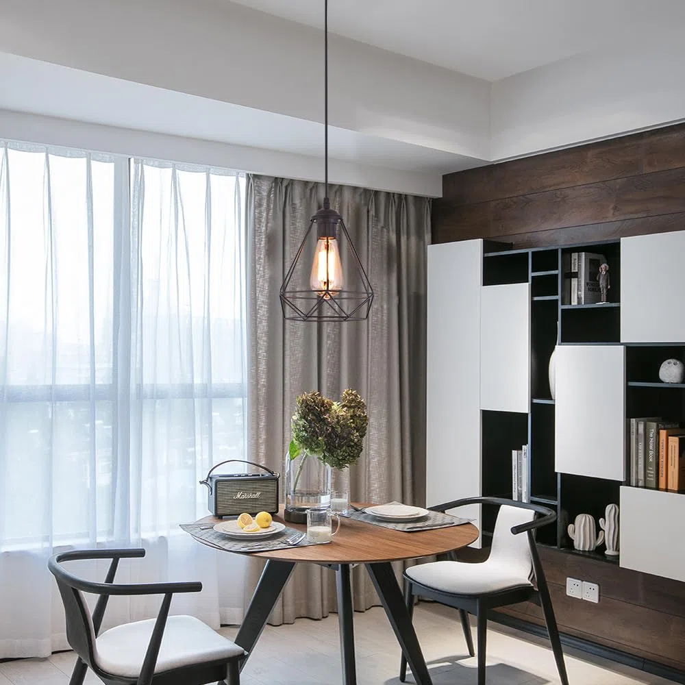 MAXDUYU Retro Lampada A Sospensione Nero Vintage Industriale Loft Bar Metallo Paralume Da Soffitto E27 Base